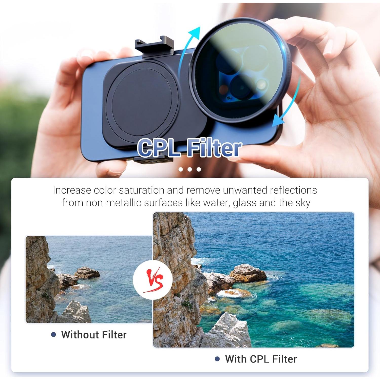 Filtro CPL Magnético JJC 67mm para iPhone 16/15/14 Pro Max