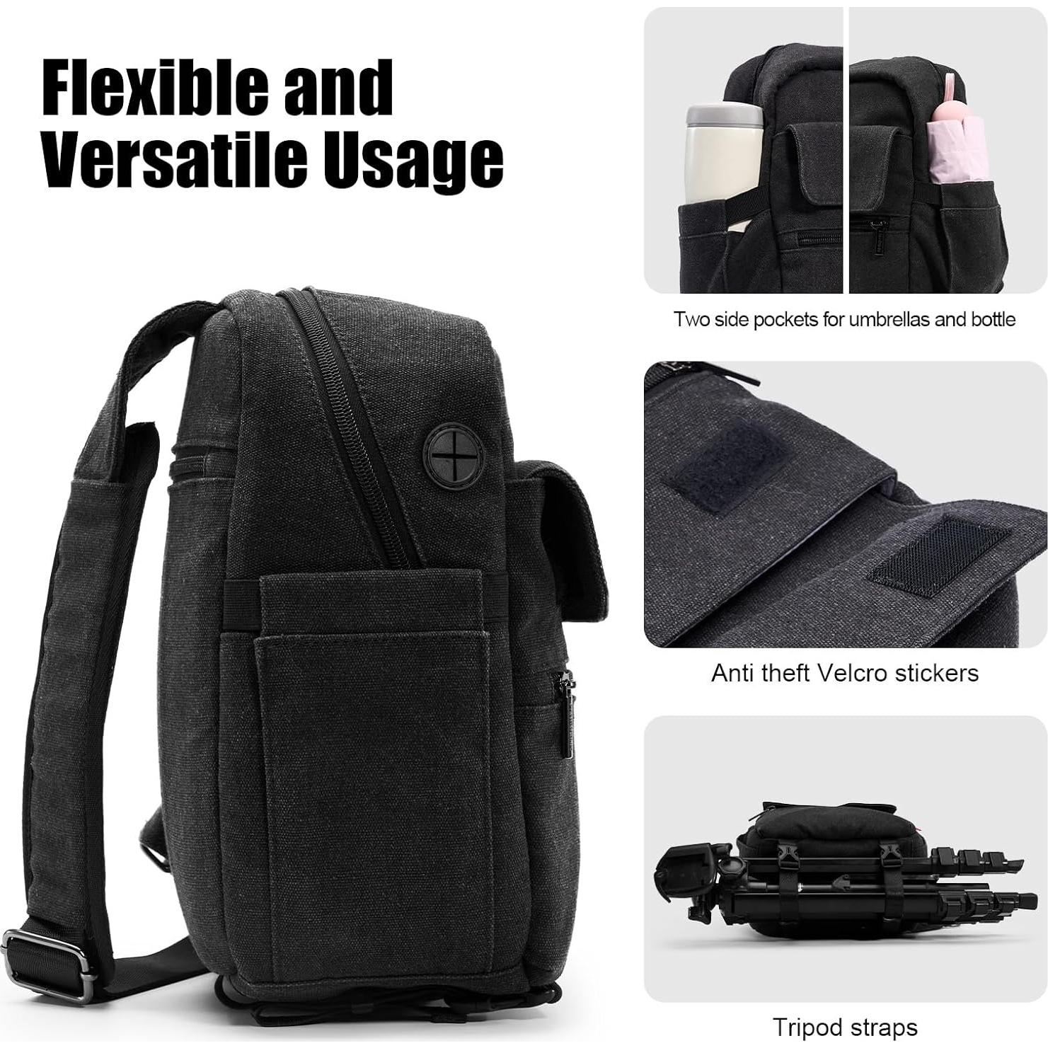 Bolsa de cámara Cwatcun Sling Bag Crossbody 23x14x30cm