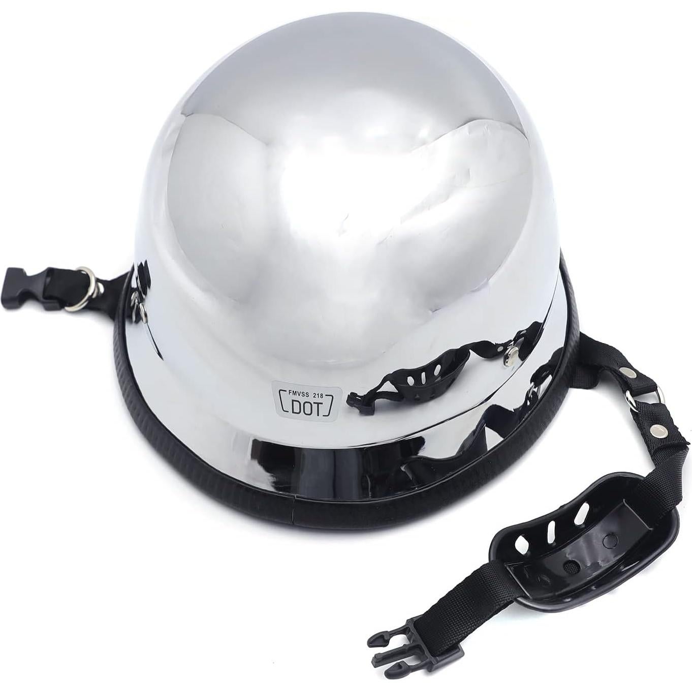 Casco de Media Cara HTTMT Plateado Tamaño L para Motocicleta