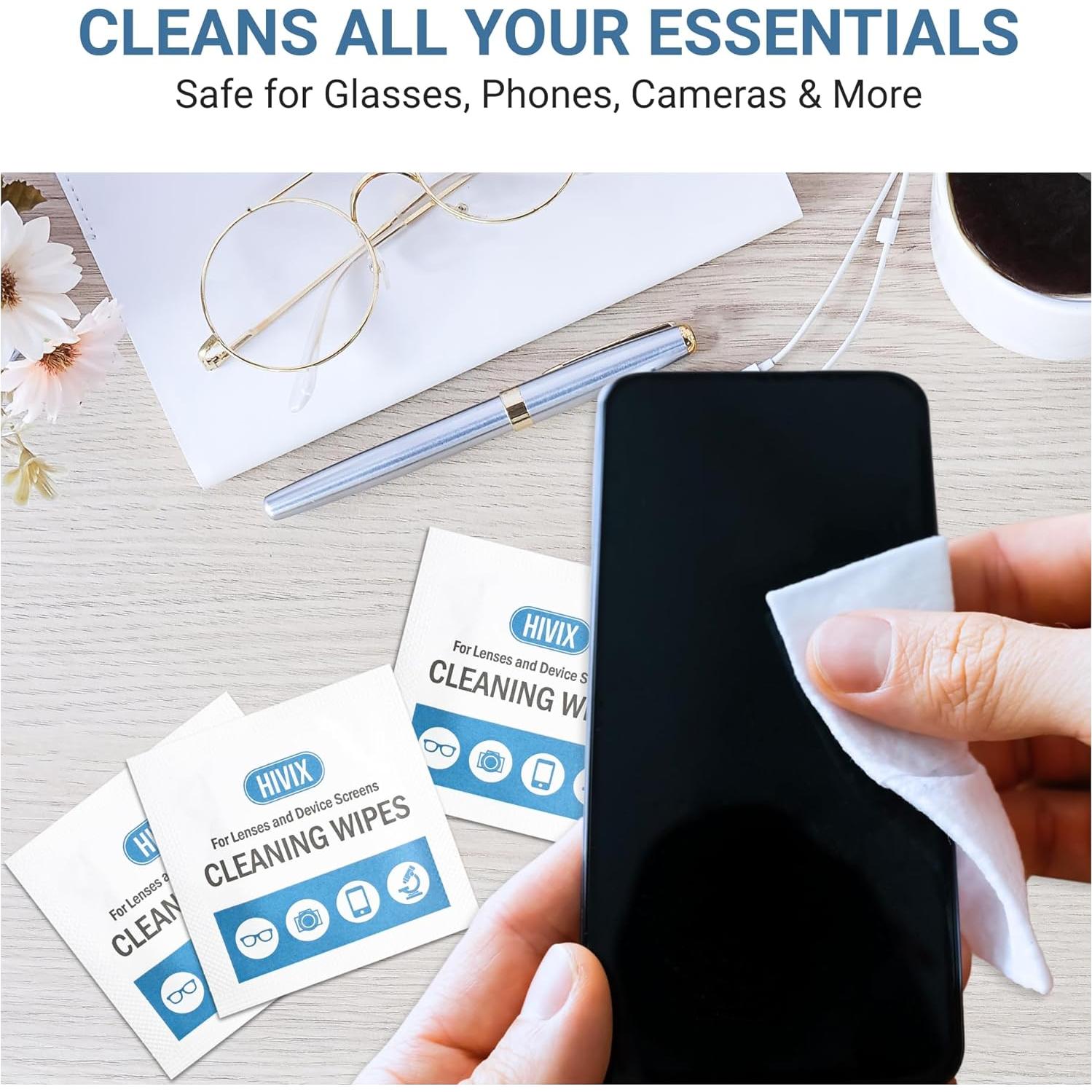 Toallitas limpiadoras HIVIX para lentes - 250 unidades, secado rápido