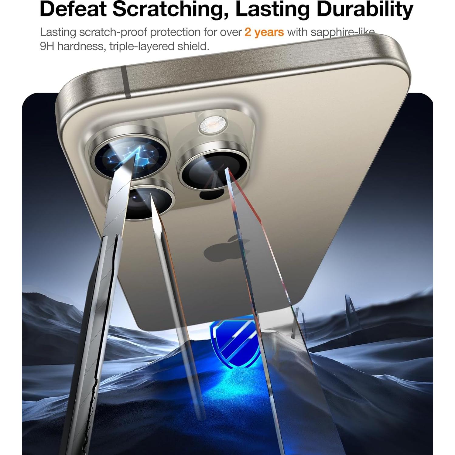 Protector de Lente UltraGlass 9H+ para iPhone 15 Pro Max/Pro