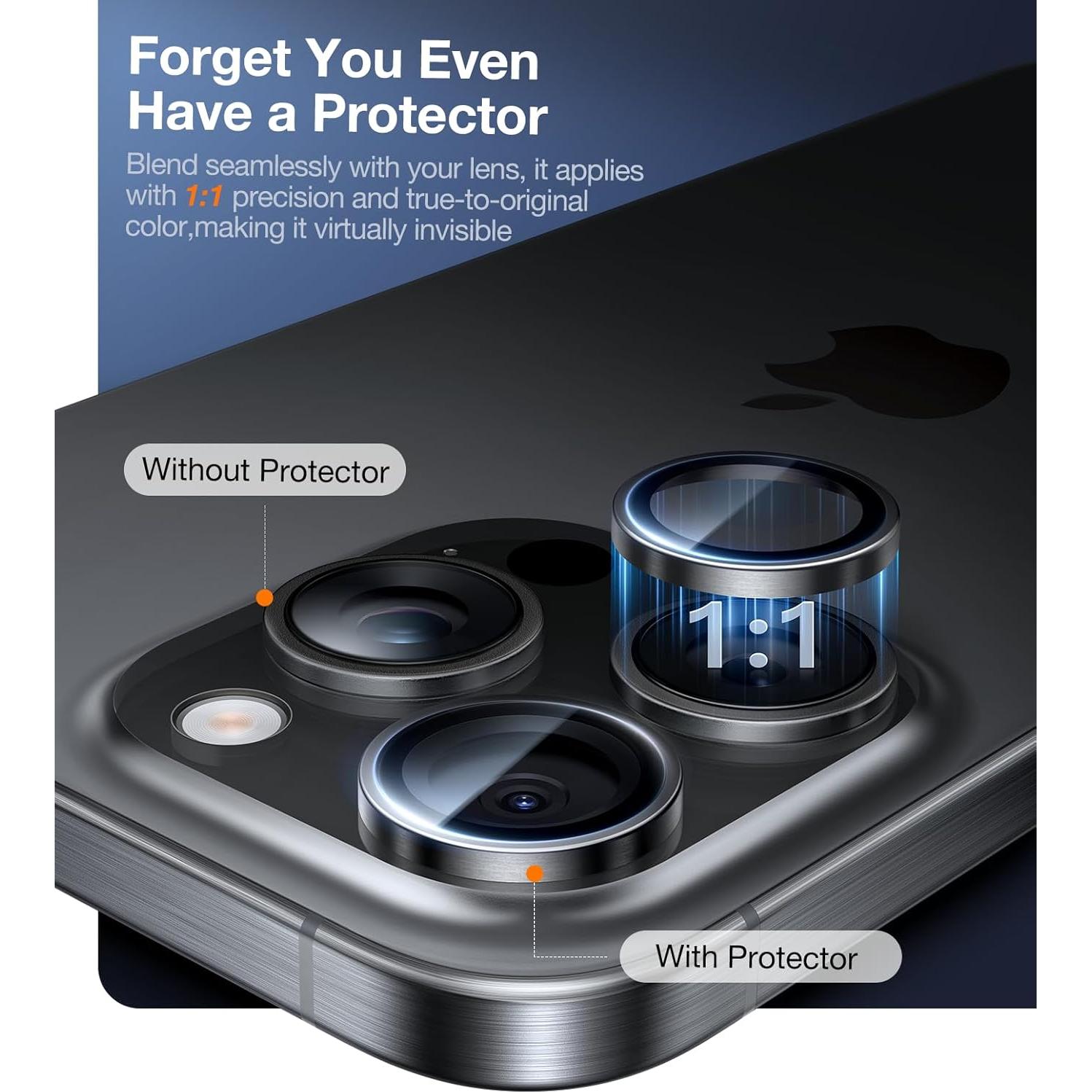 Protector de Lente UltraGlass 9H+ para iPhone 15 Pro Max/Pro