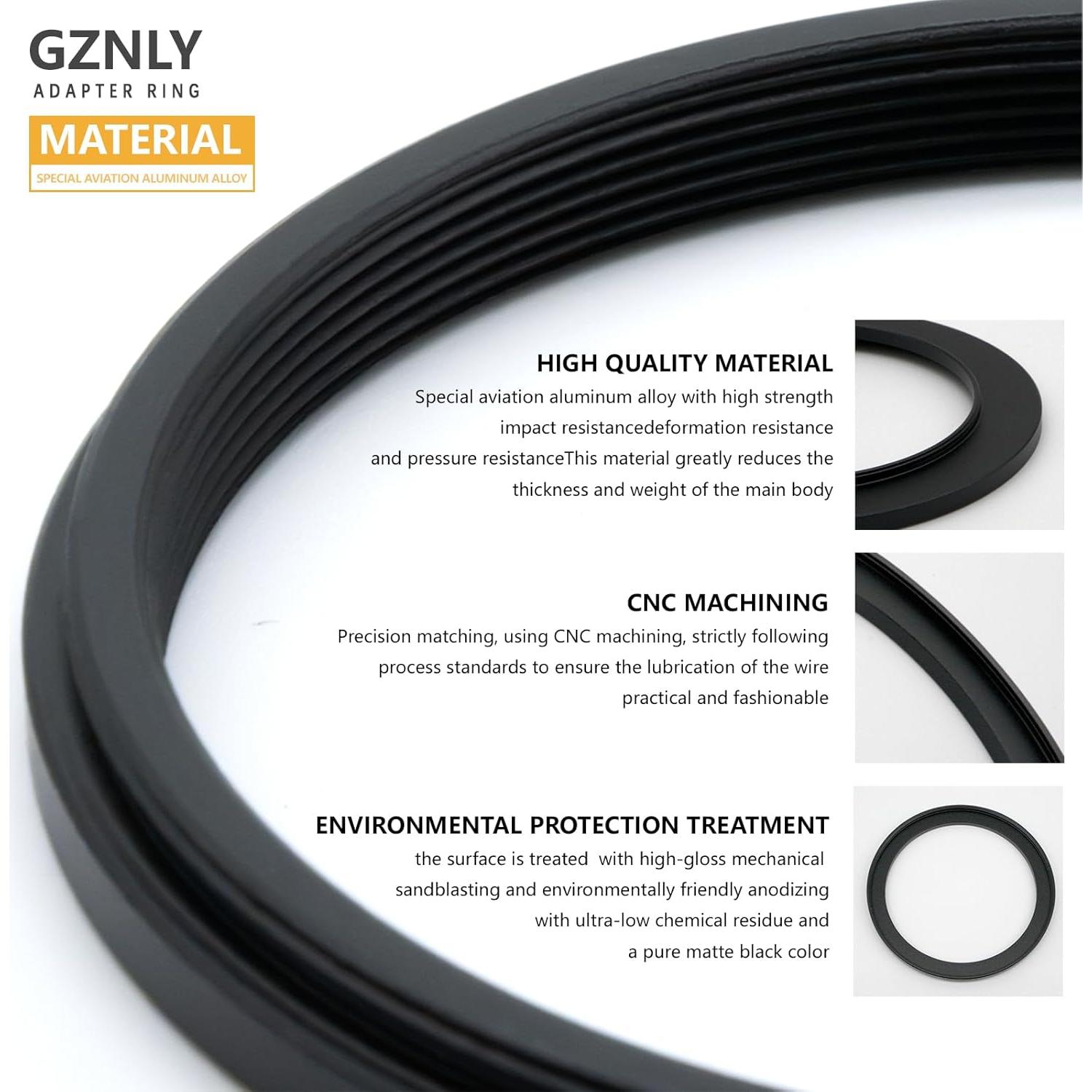 Adaptador de Filtro GZNLY 40.5mm a 52mm Metal Negro