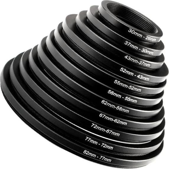 K&F CONCEPT 11 Pieces Metal Step Down Filter Adapter Rings Set, for Large Size Lens Add Small Size Filter 67-62mm 72-67mm 77-72mm 82-77mm for Camera Lens