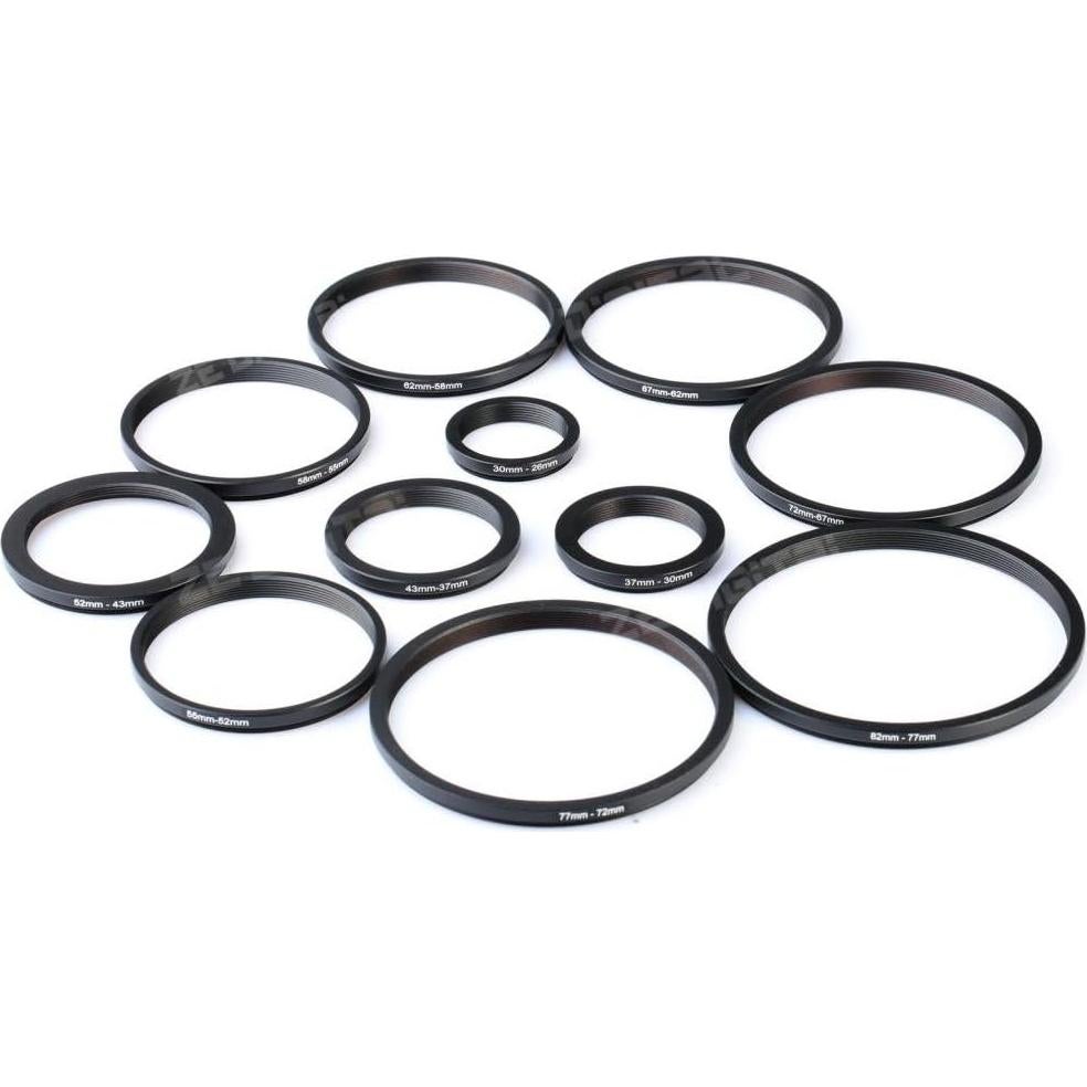 K&F CONCEPT 11 Pieces Metal Step Down Filter Adapter Rings Set, for Large Size Lens Add Small Size Filter 67-62mm 72-67mm 77-72mm 82-77mm for Camera Lens