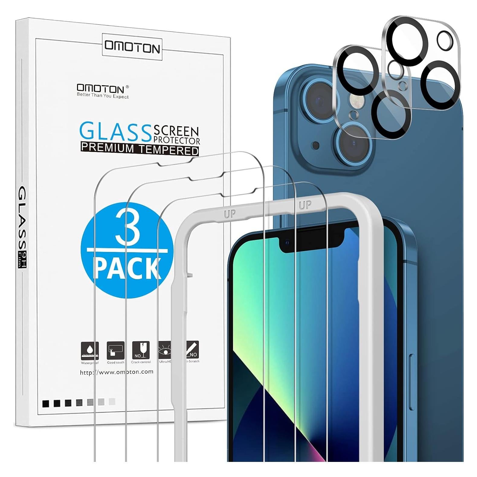 Protector de Pantalla y Lente OMOTON para iPhone 13 6.1"