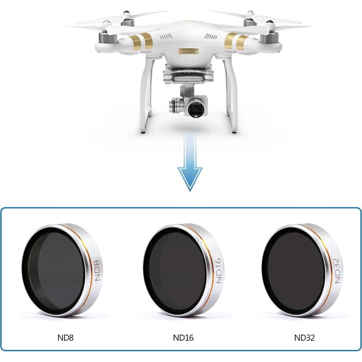 Filtro ND 3 Paquetes LENSKINS ND4/ND8/ND16 para DJI Phantom