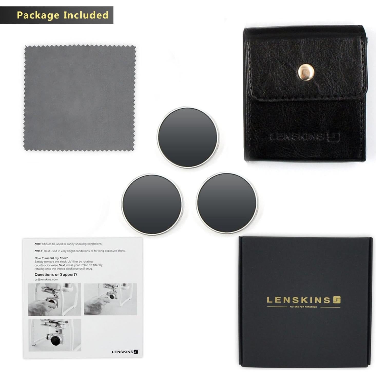 Filtro ND 3 Paquetes LENSKINS ND4/ND8/ND16 para DJI Phantom