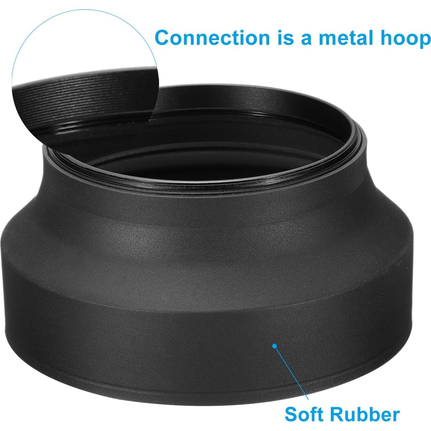 Capucha de Lente PATIKIL 82mm Goma Anti-Reflexión Negra