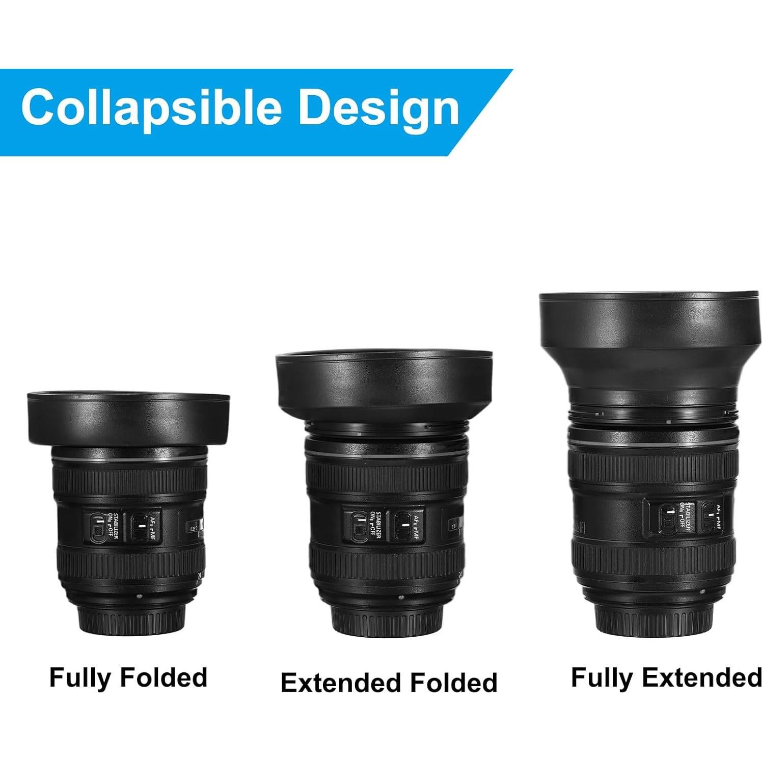 Capucha de Lente PATIKIL 82mm Goma Anti-Reflexión Negra