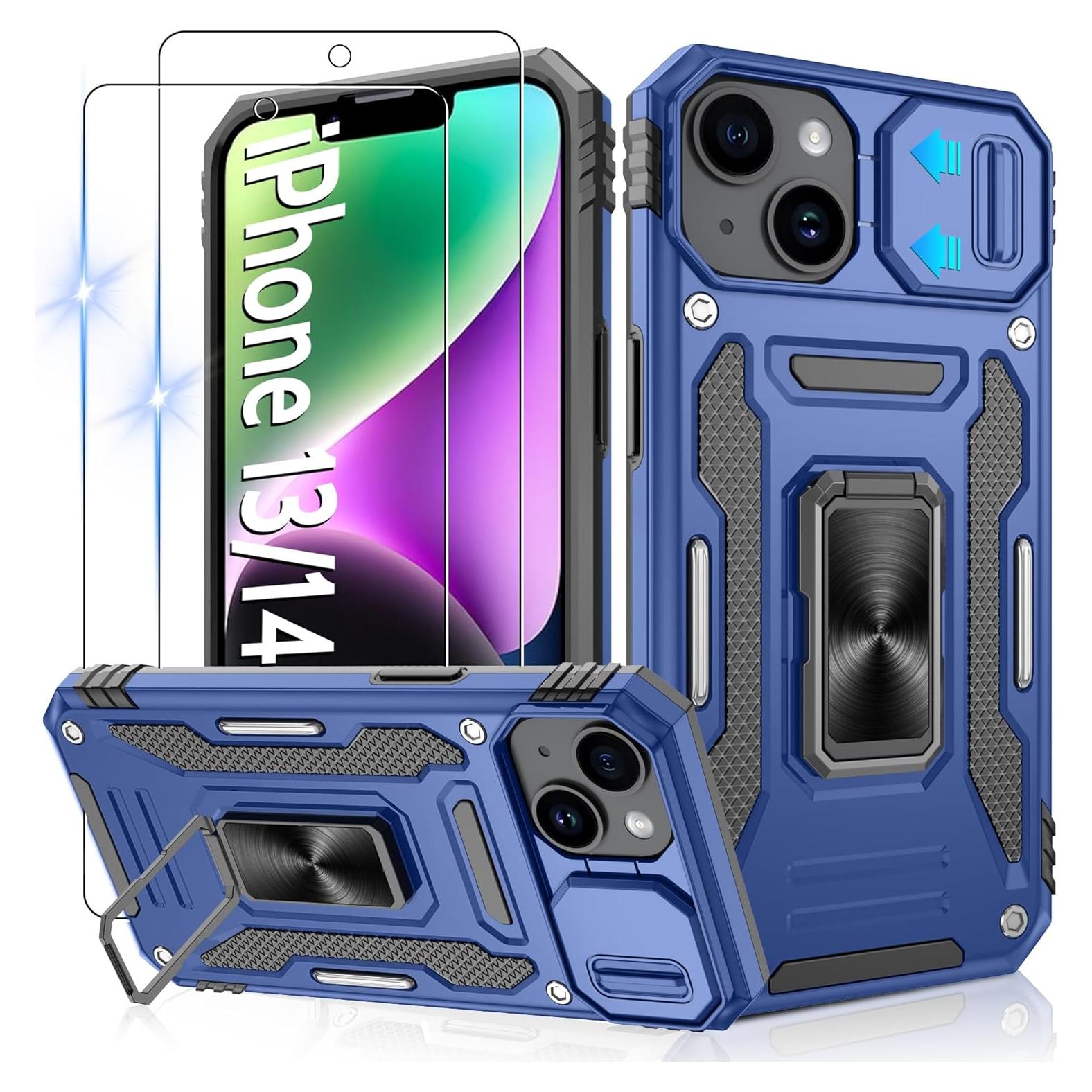 Funda Gritup para iPhone 13/14 con Soporte y Protectores HD