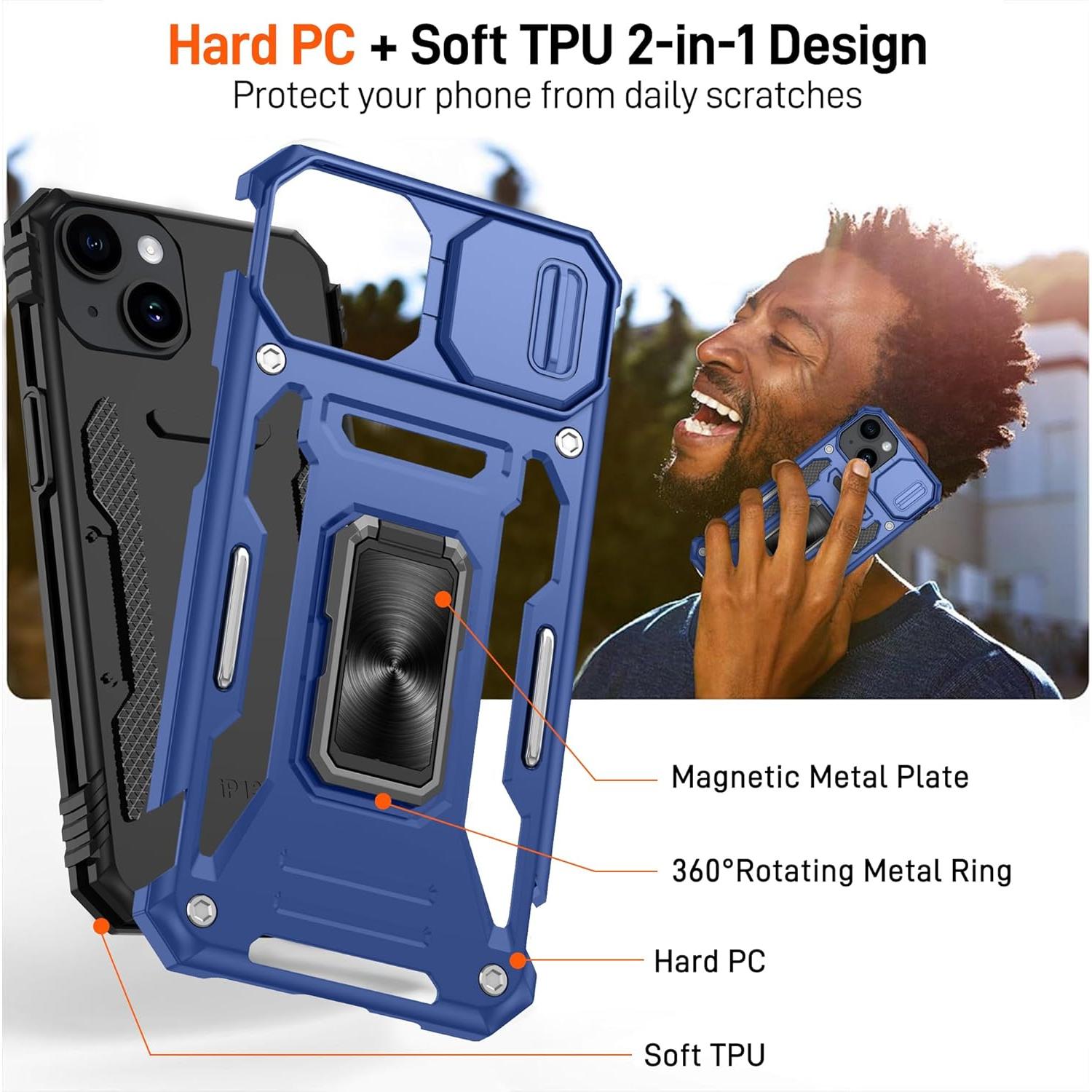 Funda Gritup para iPhone 13/14 con Soporte y Protectores HD