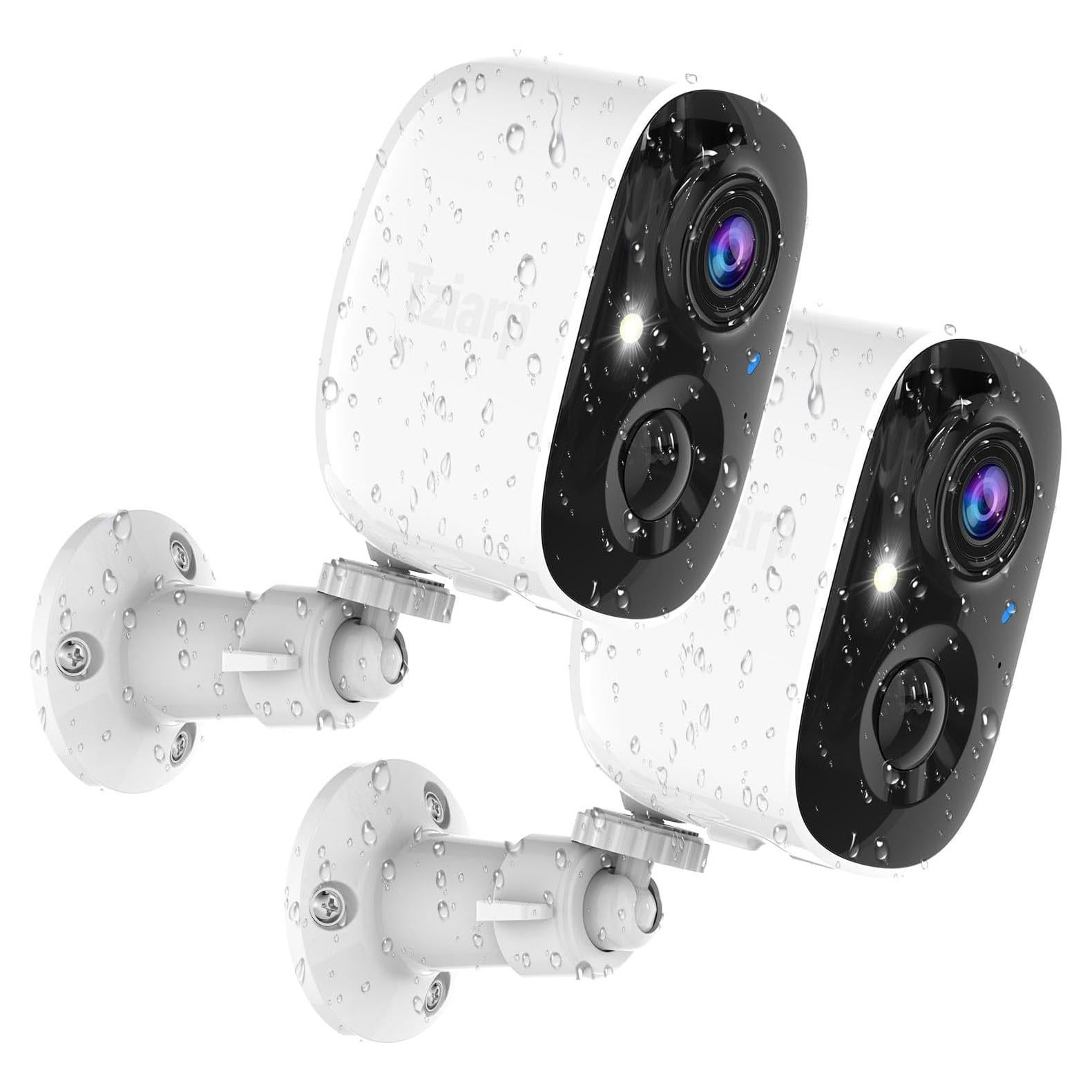 Cámaras de Seguridad Inalámbricas Tziarp 2K con Batería - Paquete de 2
