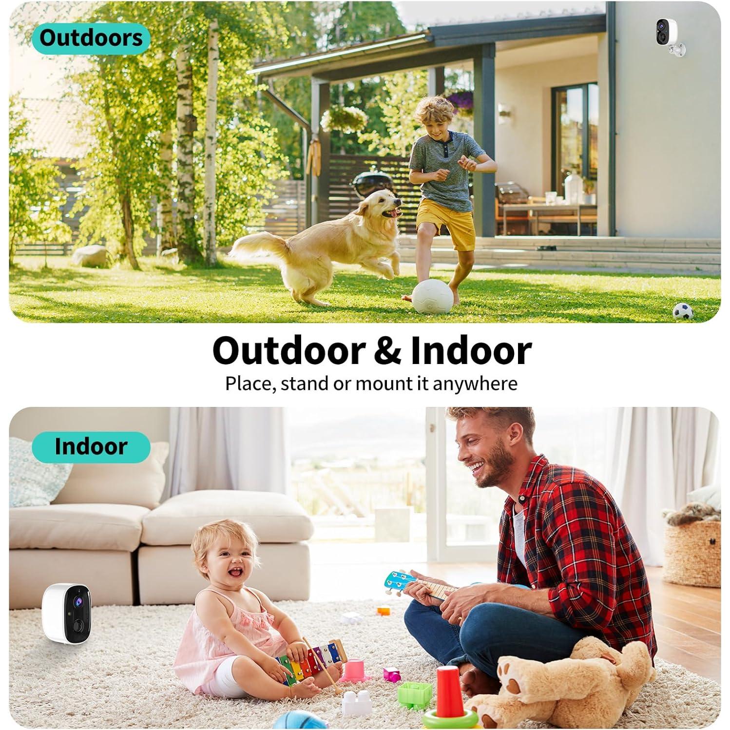 Cámaras de Seguridad Inalámbricas Tziarp 2K con Batería - Paquete de 2