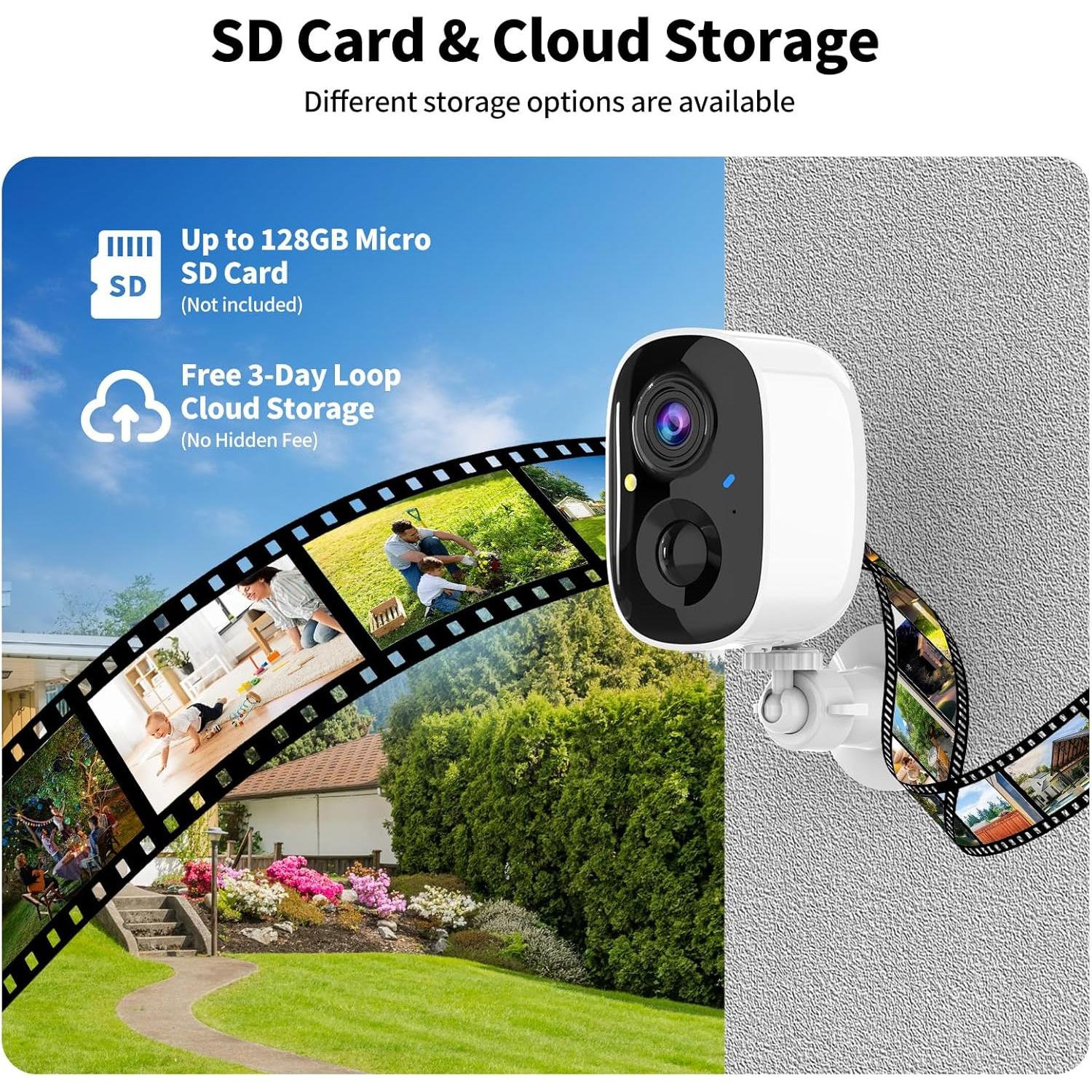 Cámaras de Seguridad Inalámbricas Tziarp 2K con Batería - Paquete de 2