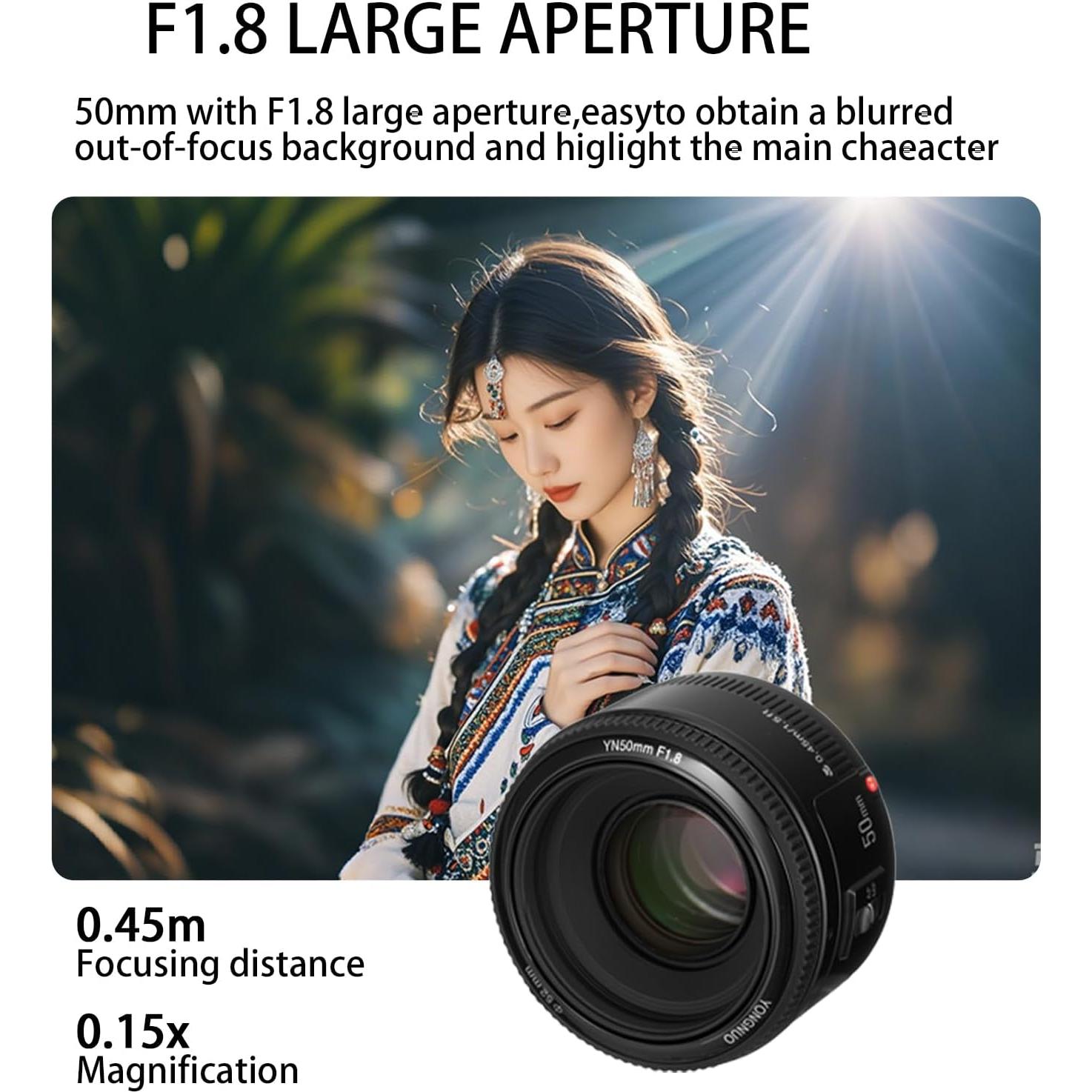 Lente YONGNUO 50mm F1.8 para Nikon F - Apertura 1.8