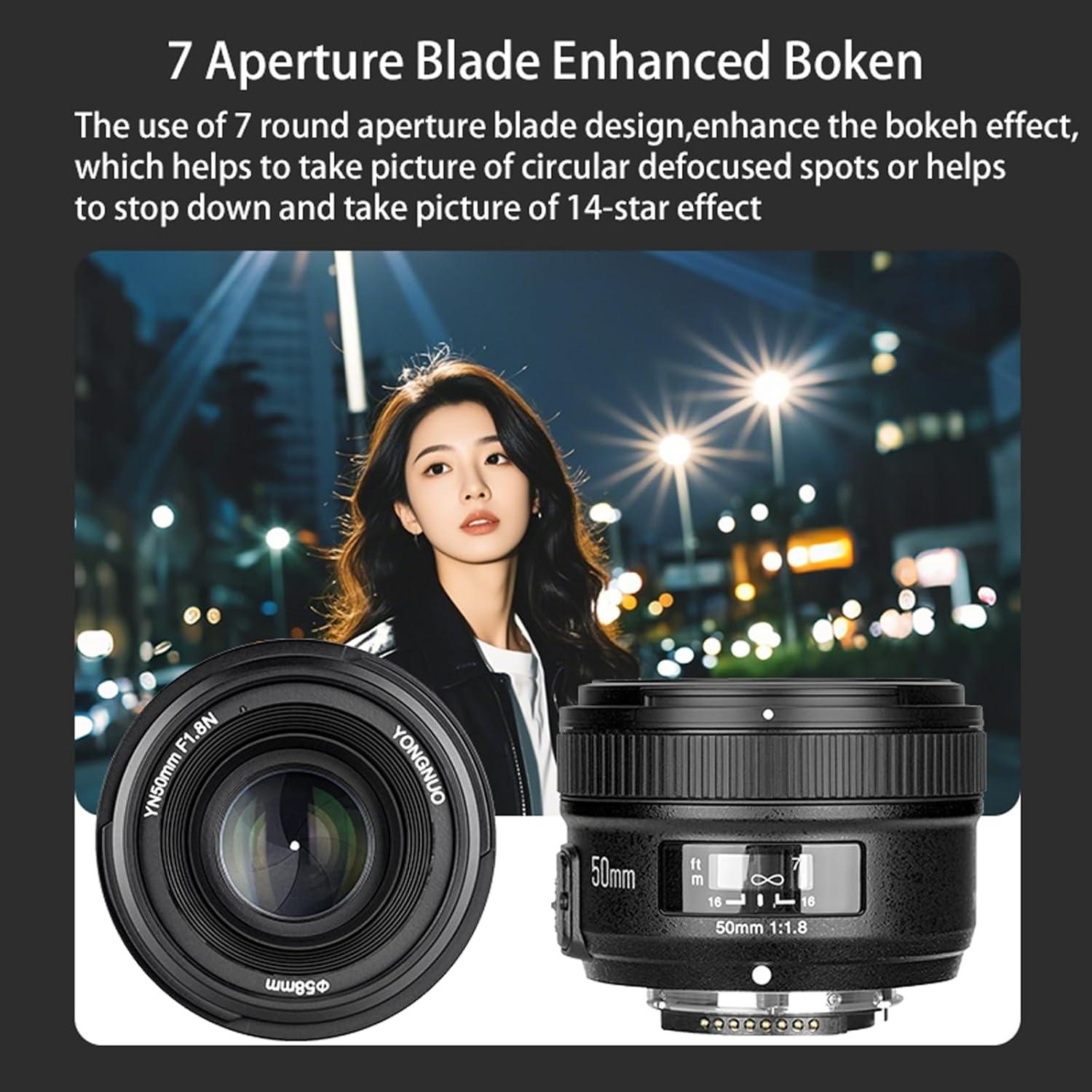 Lente YONGNUO 50mm F1.8 para Nikon F - Apertura 1.8