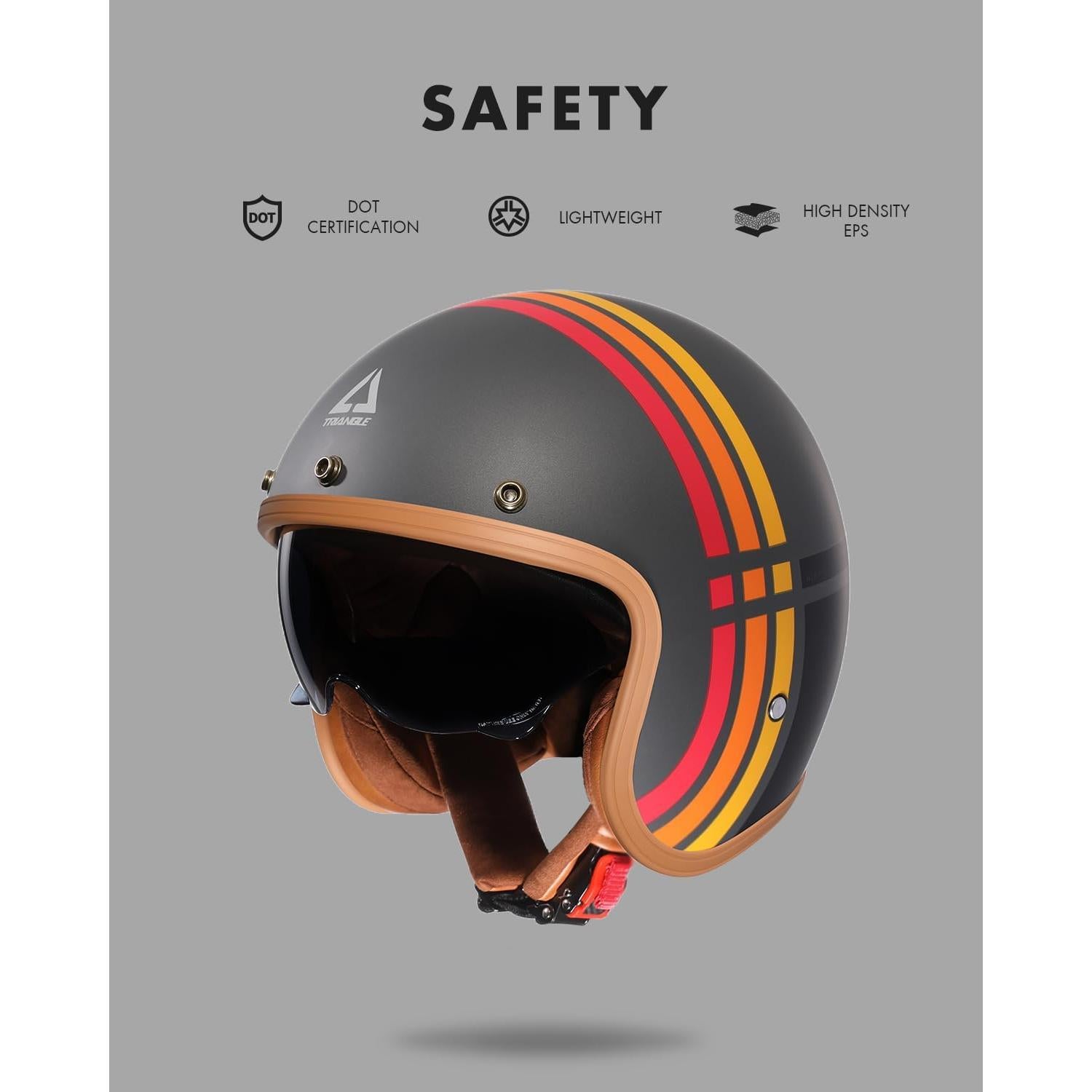 Casco de Moto TRIANGLE B206 Retro Abierto para Adultos XL