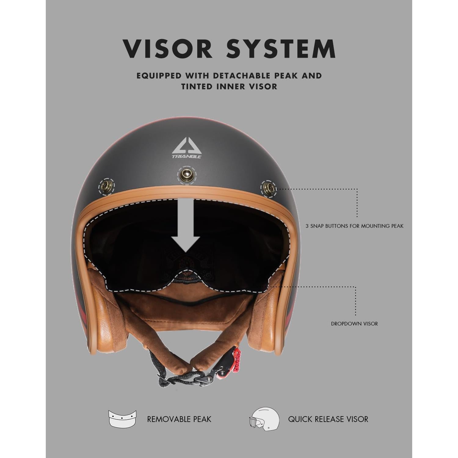 Casco de Moto TRIANGLE B206 Retro Abierto para Adultos XL