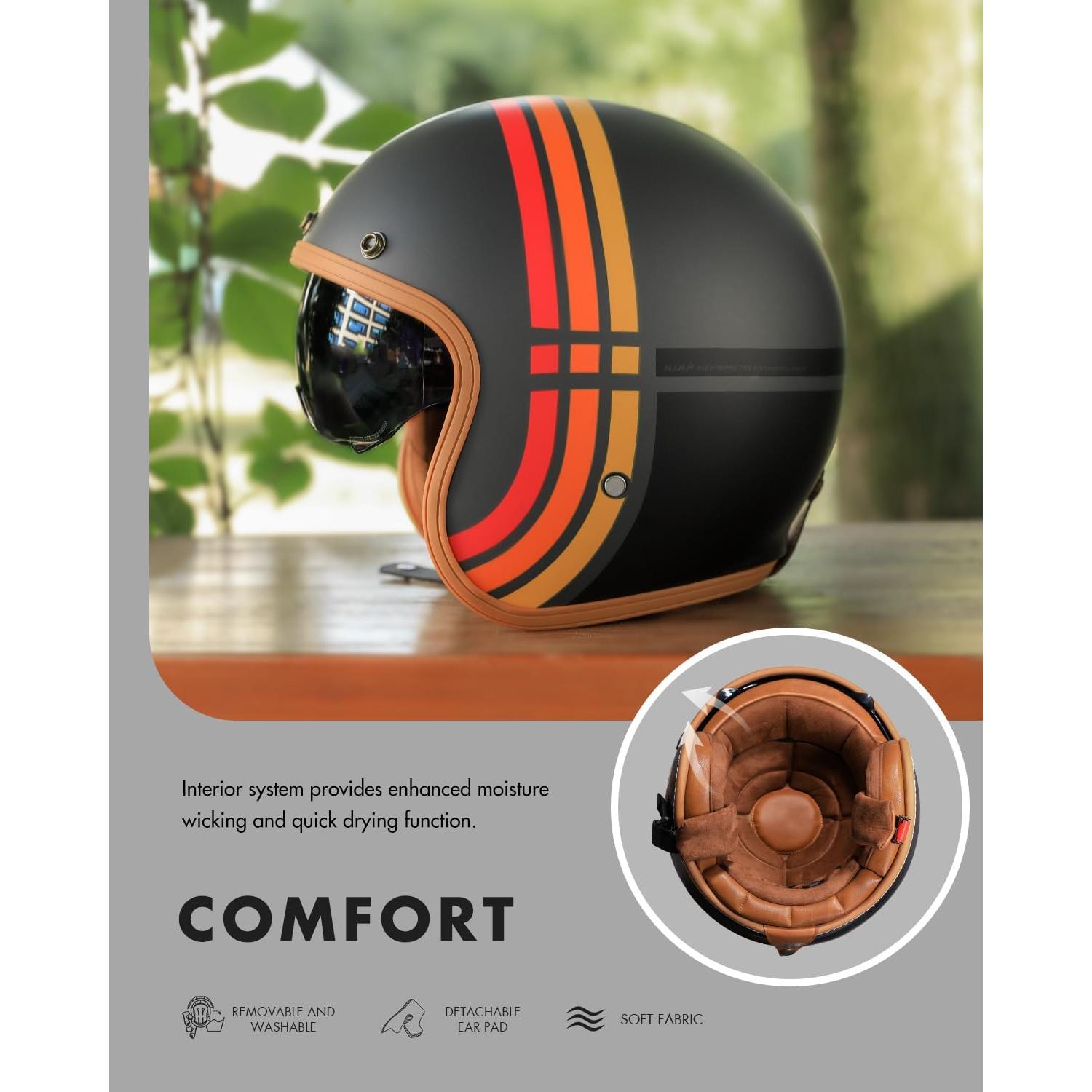 Casco de Moto TRIANGLE B206 Retro Abierto para Adultos XL