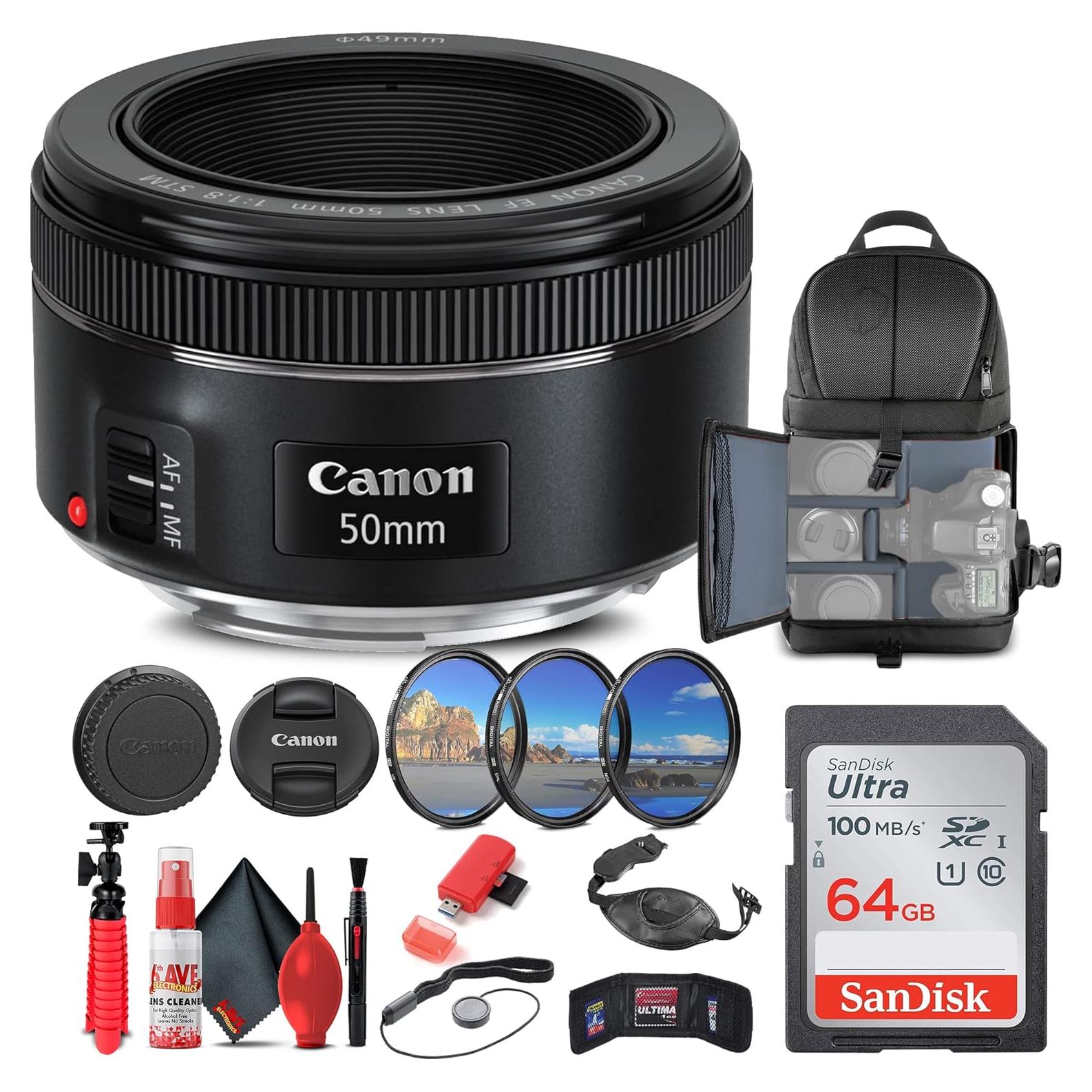 Lente Canon EF 50mm f/1.8 STM + Kit Completo de Accesorios