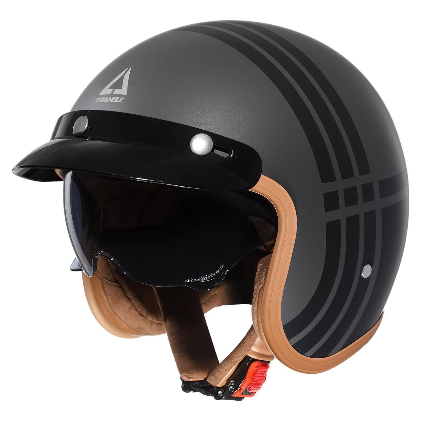 Casco de Moto TRIANGLE B206 Retro Abierto Negro Gris XL