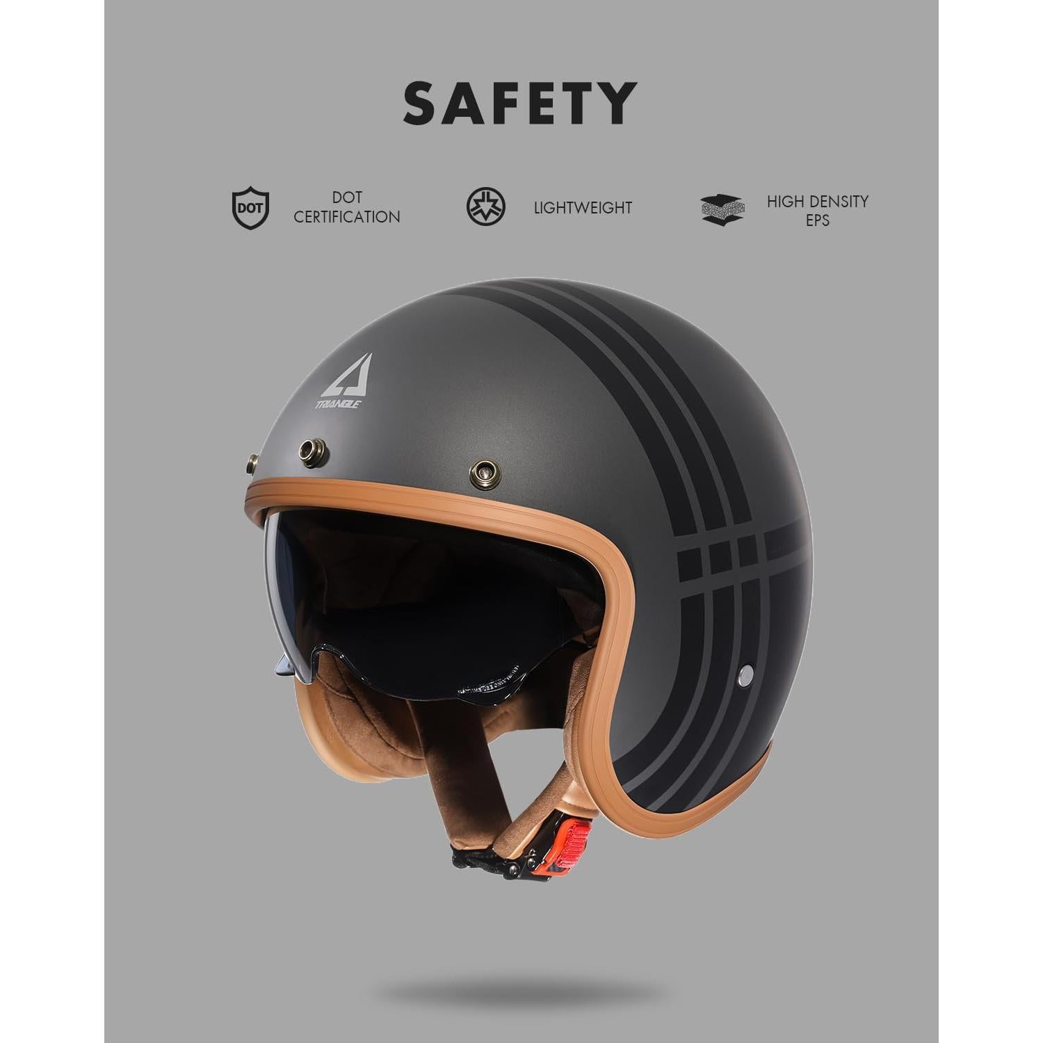 Casco de Moto TRIANGLE B206 Retro Abierto Negro Gris XL