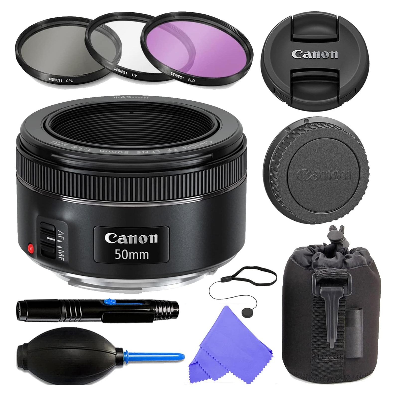 Lente Canon EF 50mm f/1.8 STM + Funda y Accesorios