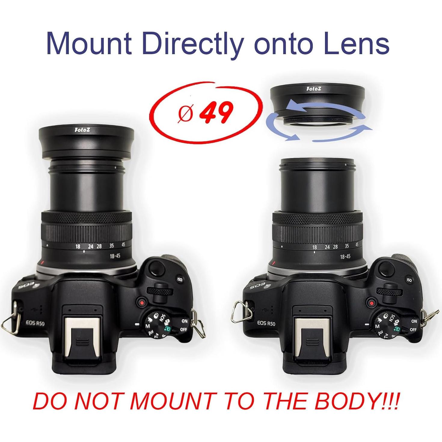 Lente Gran Angular y Macro 49mm FotoZ para Canon y Panasonic