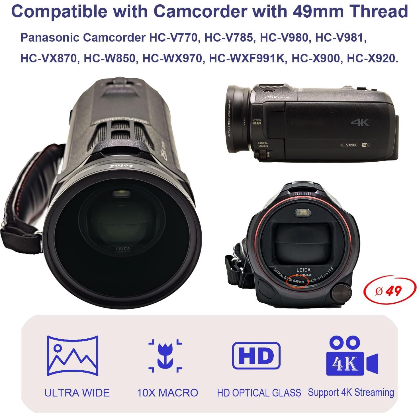 Lente Gran Angular y Macro 49mm FotoZ para Canon y Panasonic