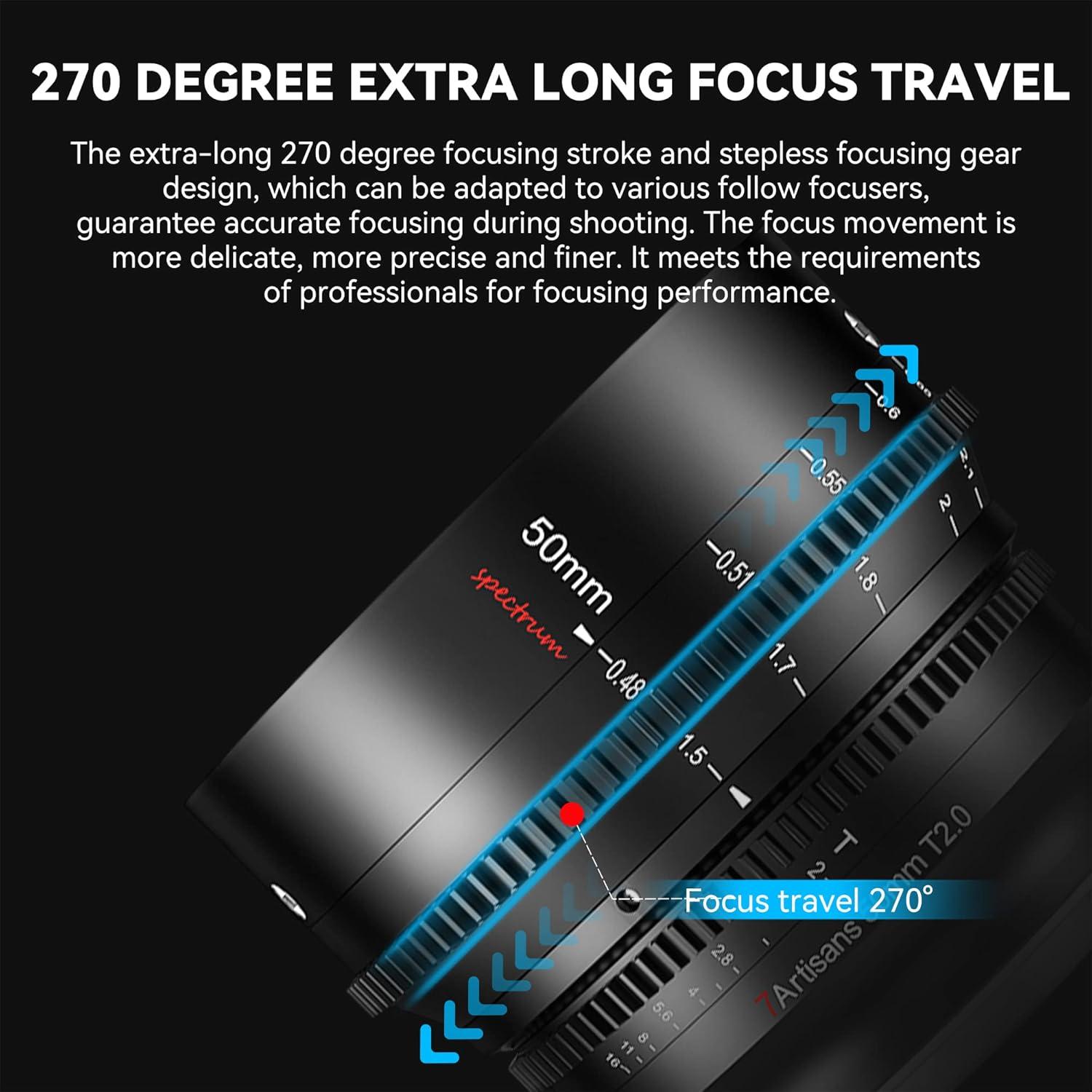 Lente Cine 50mm T2.0 7artisans para Canon RF - Enfoque Manual