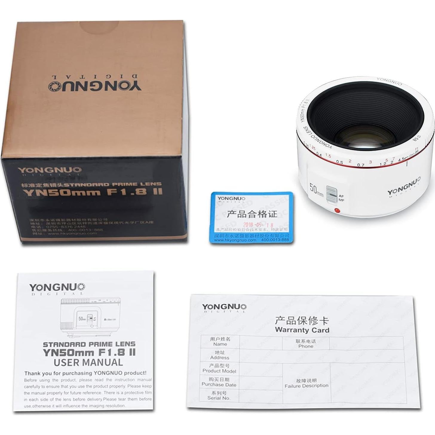 Lente YONGNUO YN50mm F1.8 II para Canon DSLR, Autoenfoque