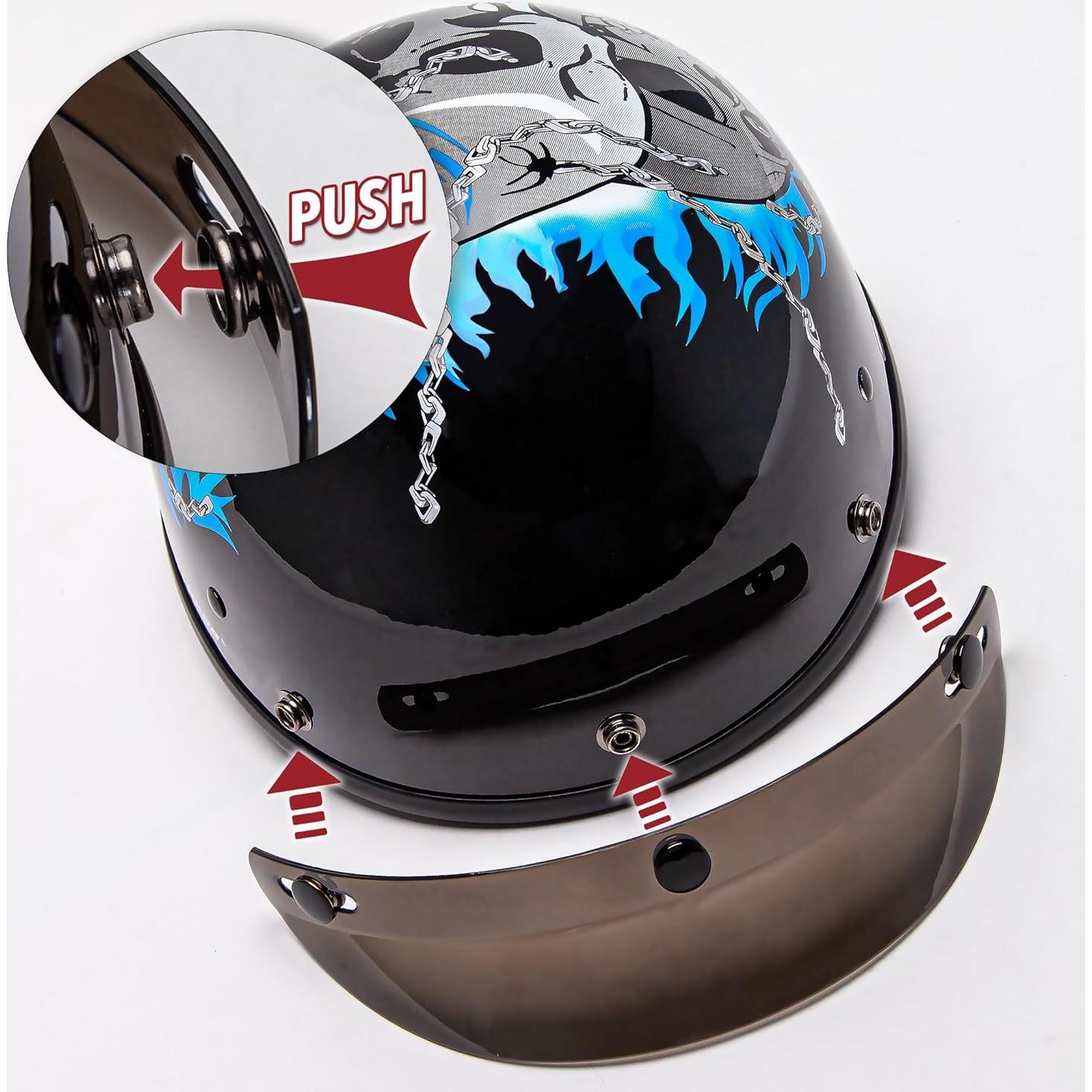 Casco Medio Rostro CARTMAN Calavera Azul Pequeño DOT