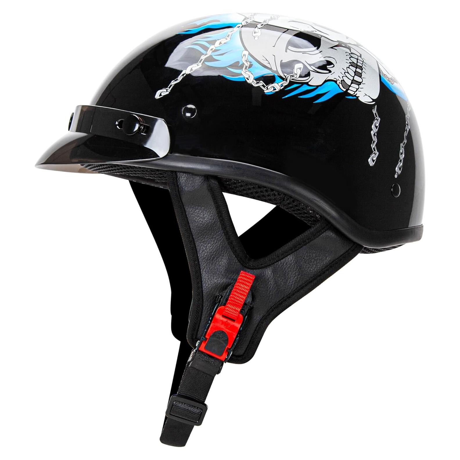 Casco Medio Rostro CARTMAN Calavera Azul Pequeño DOT