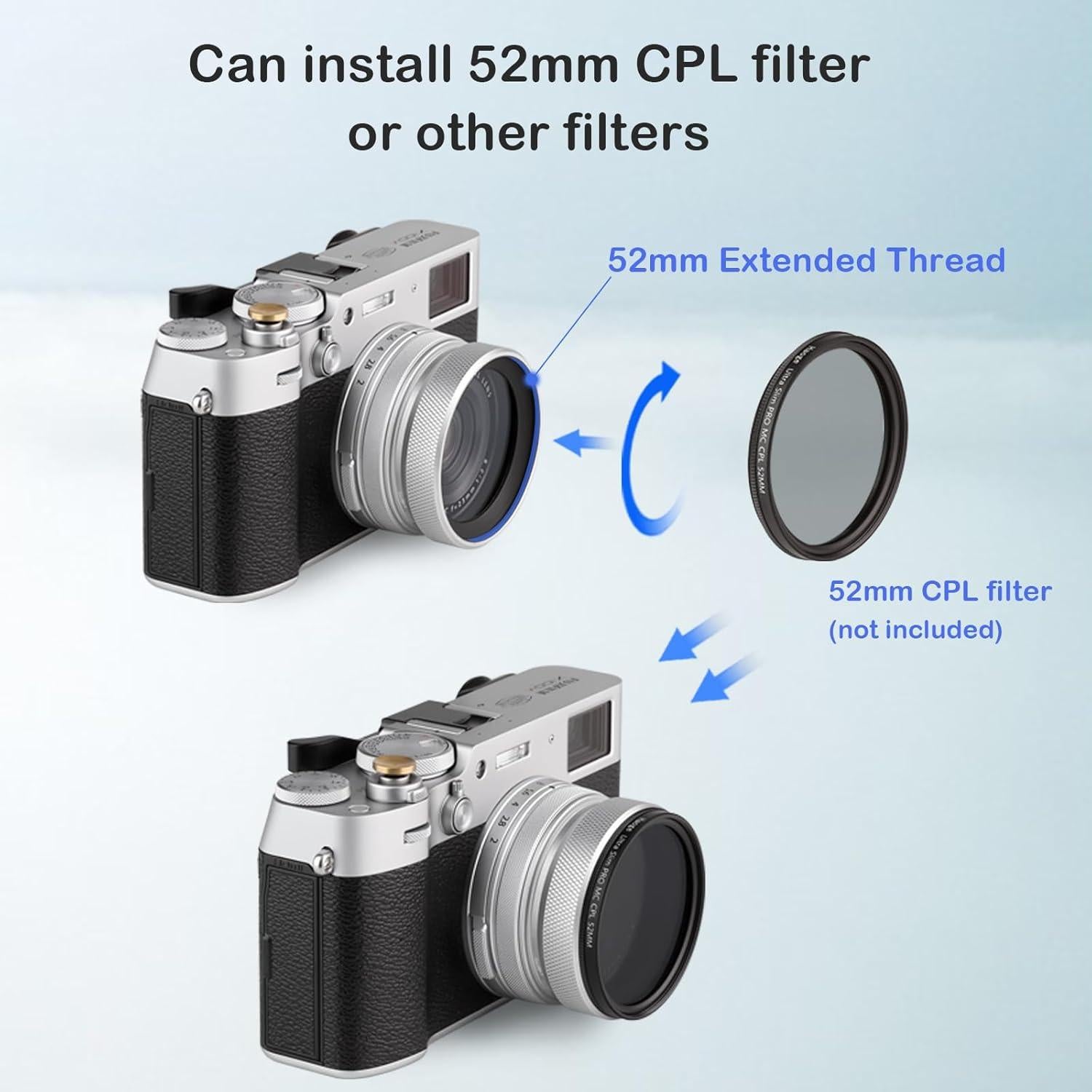 Capucha de Lente y Filtro UV Haoge LUV-X54W para Fujifilm X100V/X100VI