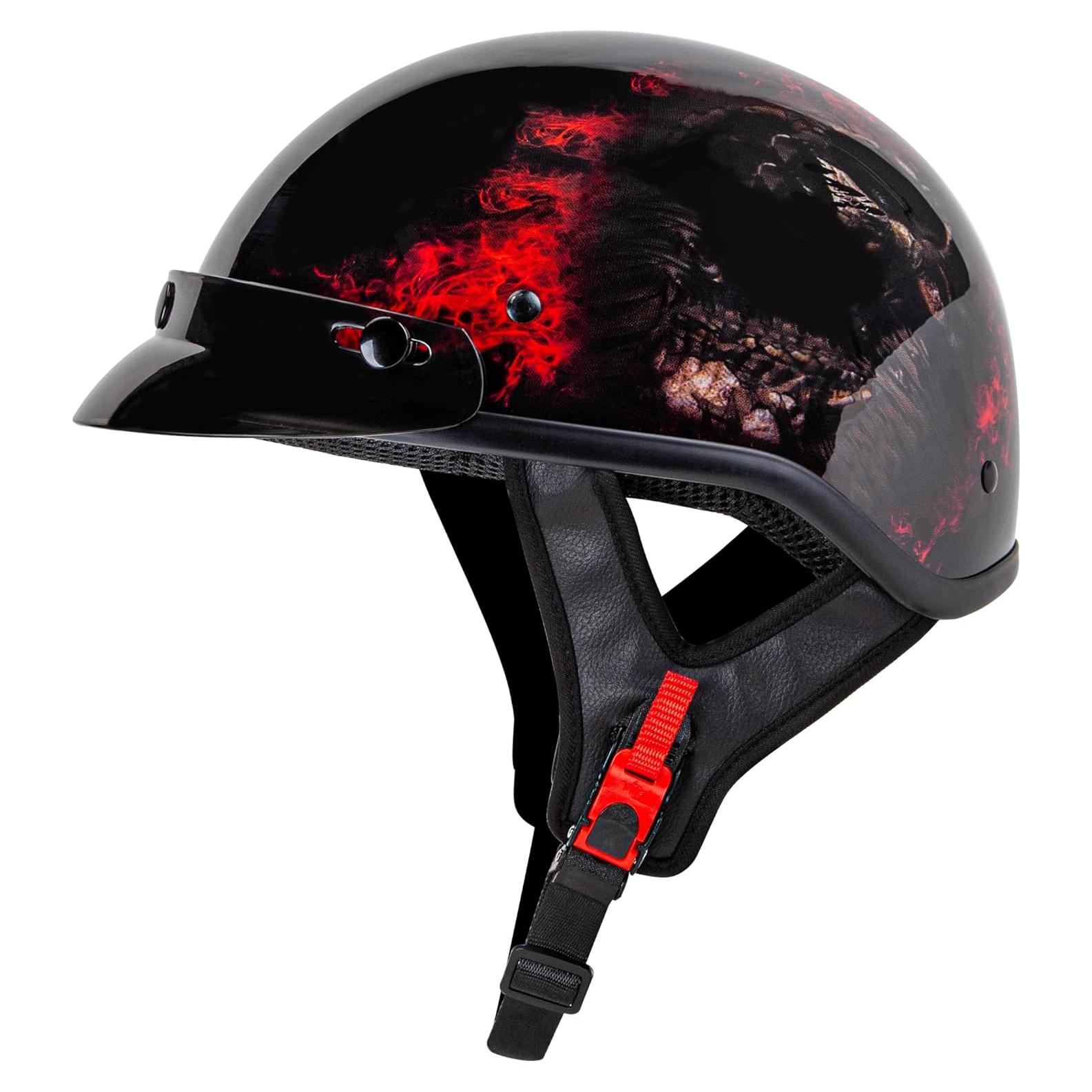 Casco Cartman CM-808G02XL Calavera Roja para Moto X-Large