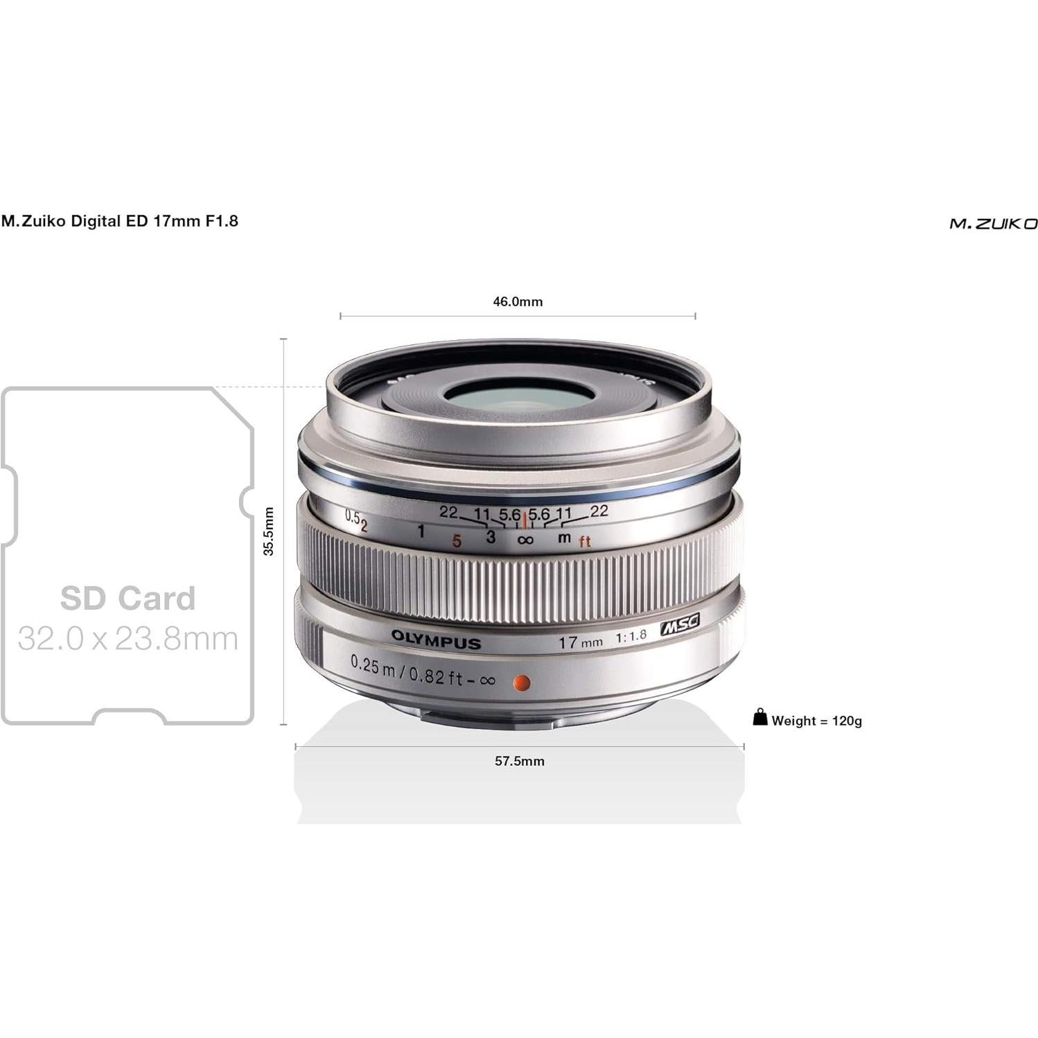 Lente Gran Angular Olympus M.Zuiko 17mm f1.8 Plata