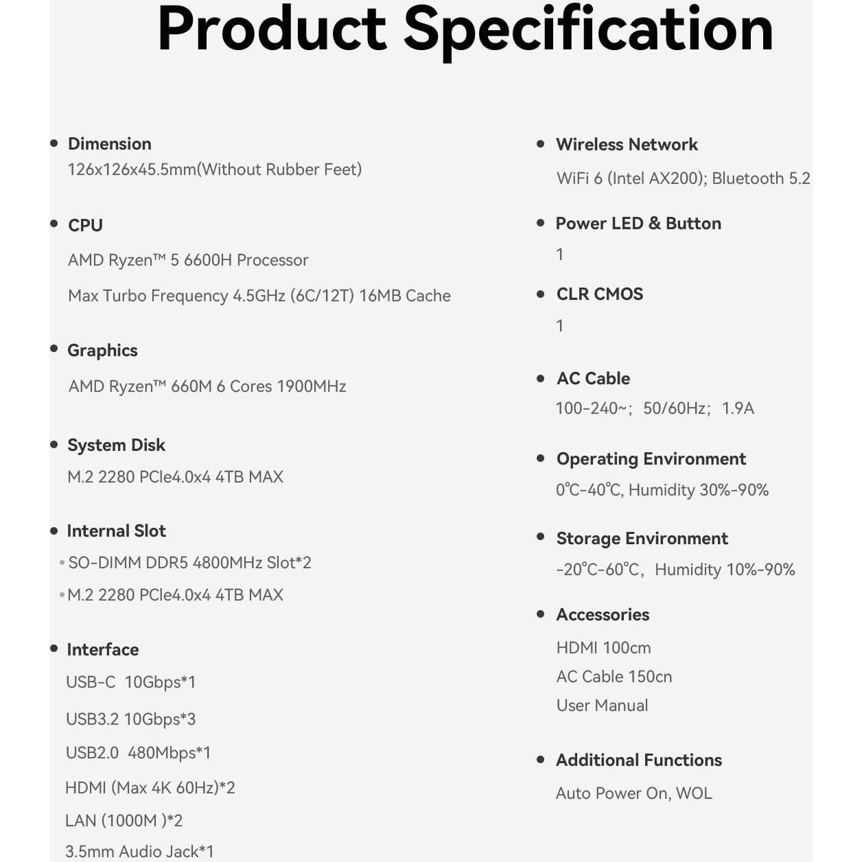 Beelink Mini PC EQR6 6600H 16GB 500GB Doble HDMI 4K