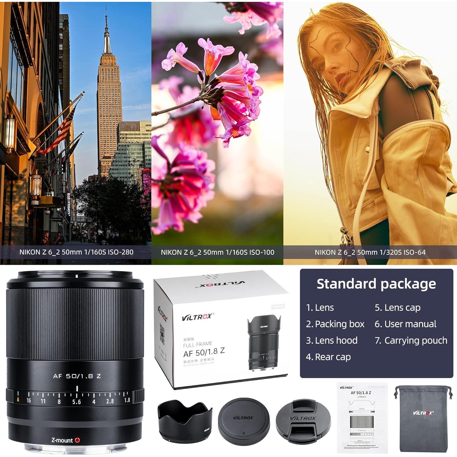 Lente VILTROX AF 50mm f/1.8 Z para Nikon Montura Z