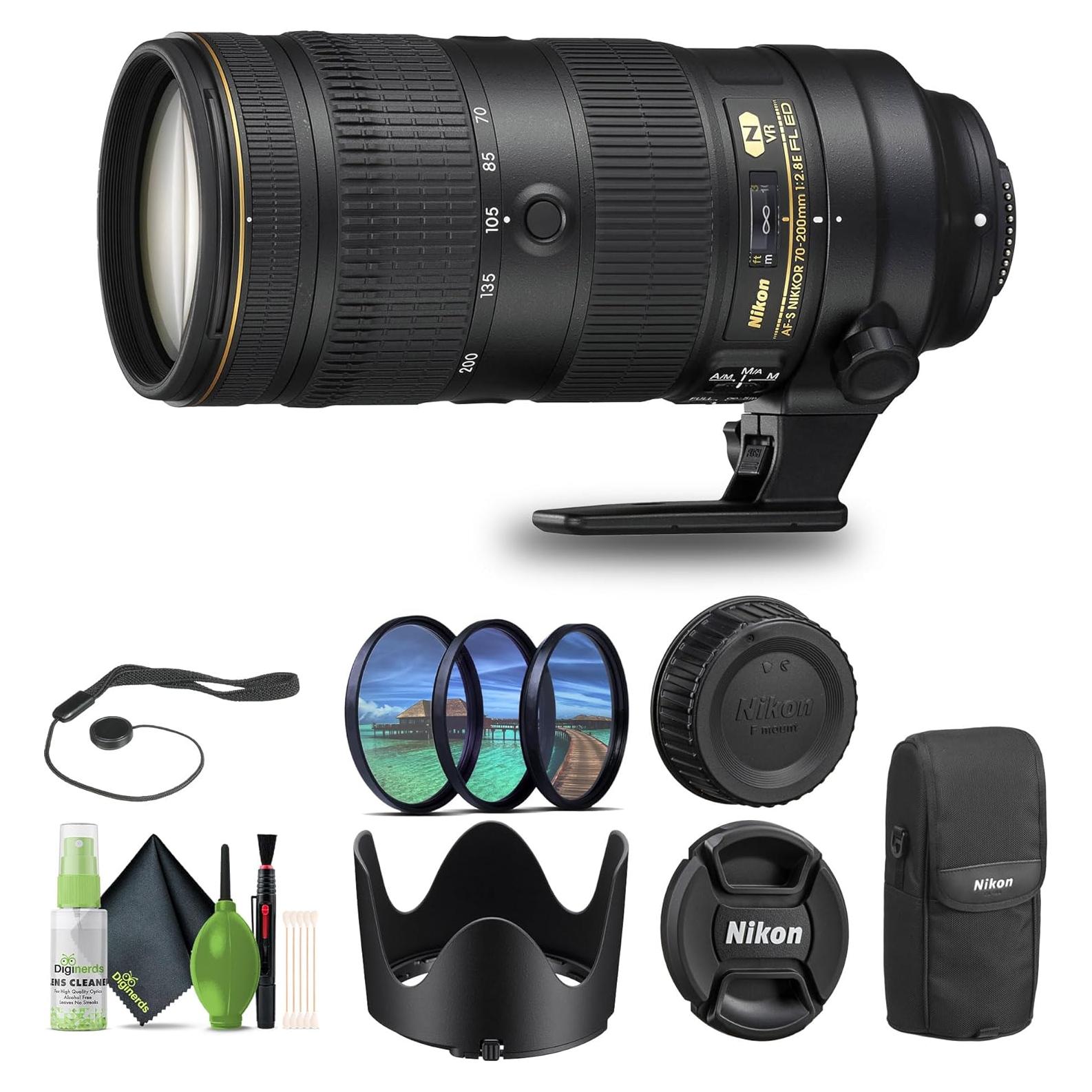 Nikon - AF-S NIKKOR 70-200mm f/2.8G ED VR II Telephoto Zoom Lens (2185) + Filter Kit + Cap Keeper + Cleaning Kit