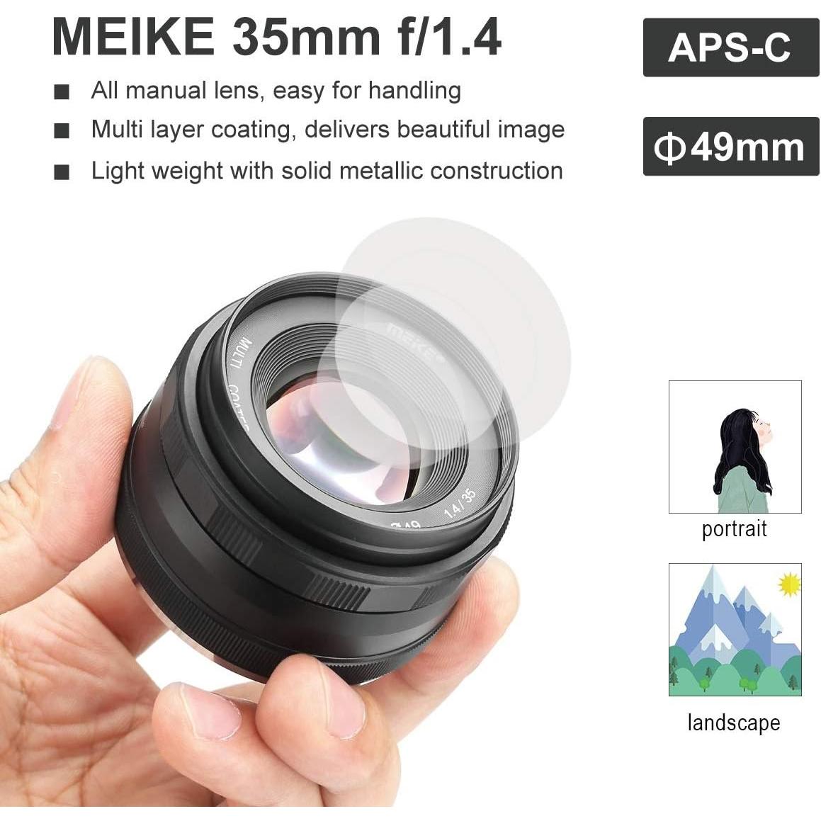 Lente Meike 35mm F/1.4 Manual para Cámaras Sin Espejo Fujifilm