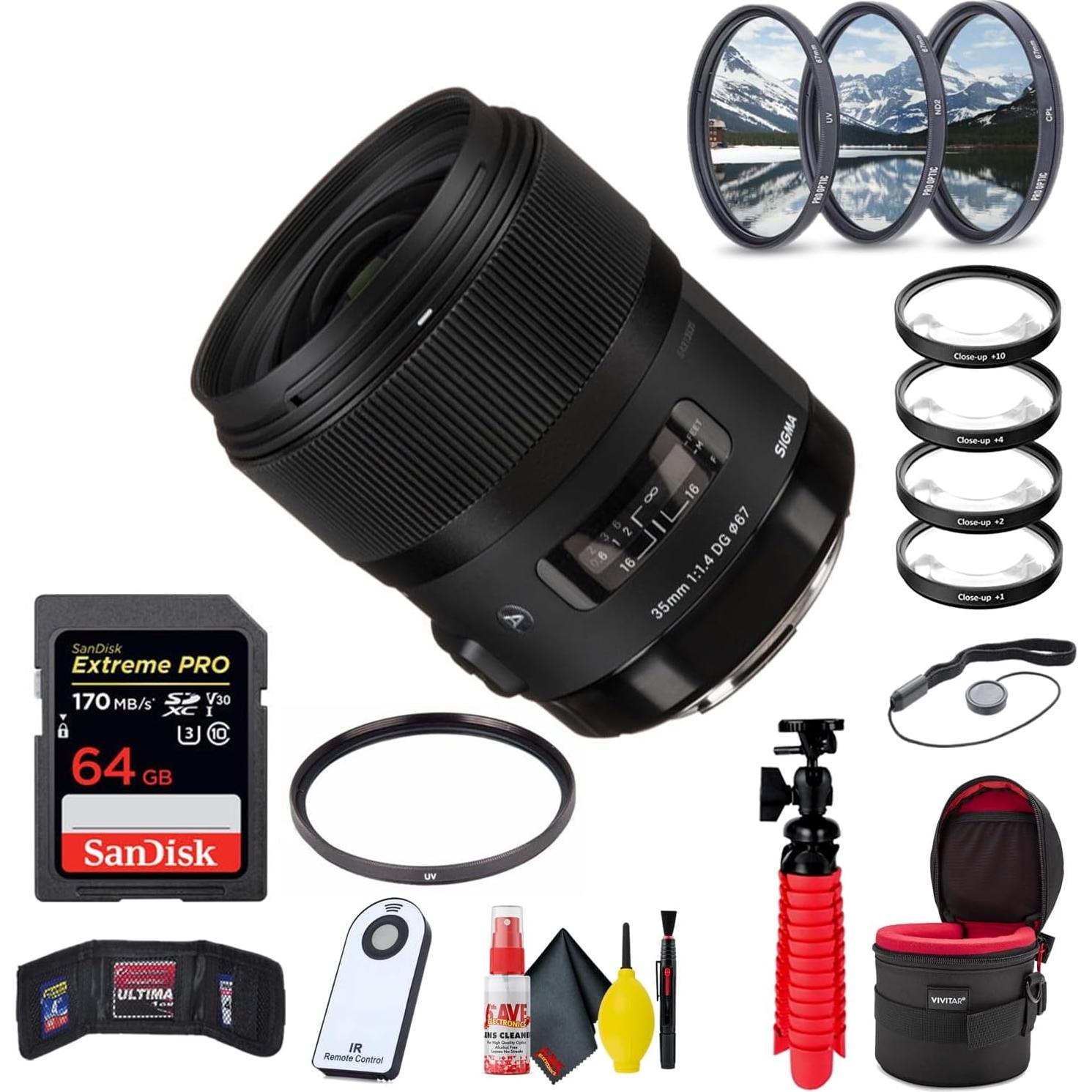 Lente Sigma 35mm f/1.4 DG HSM Art para Canon EF + Tarjeta SD 64GB