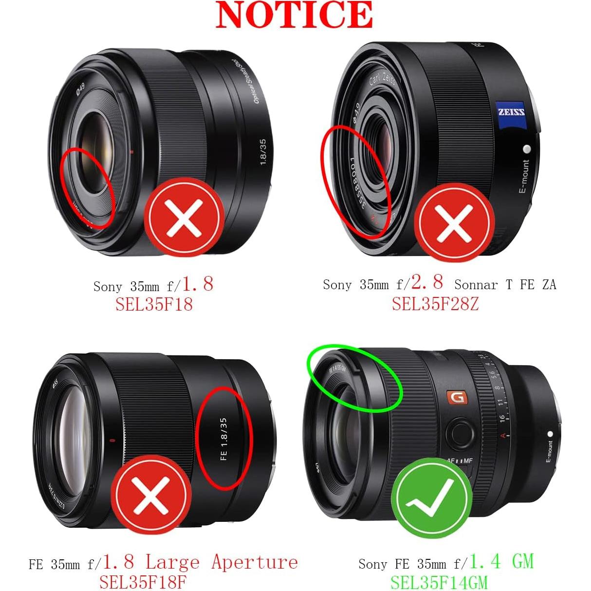 Cubierta de lente 67mm Huipuxiang para Sony FE 35mm F1.4 GM - 2 Piezas