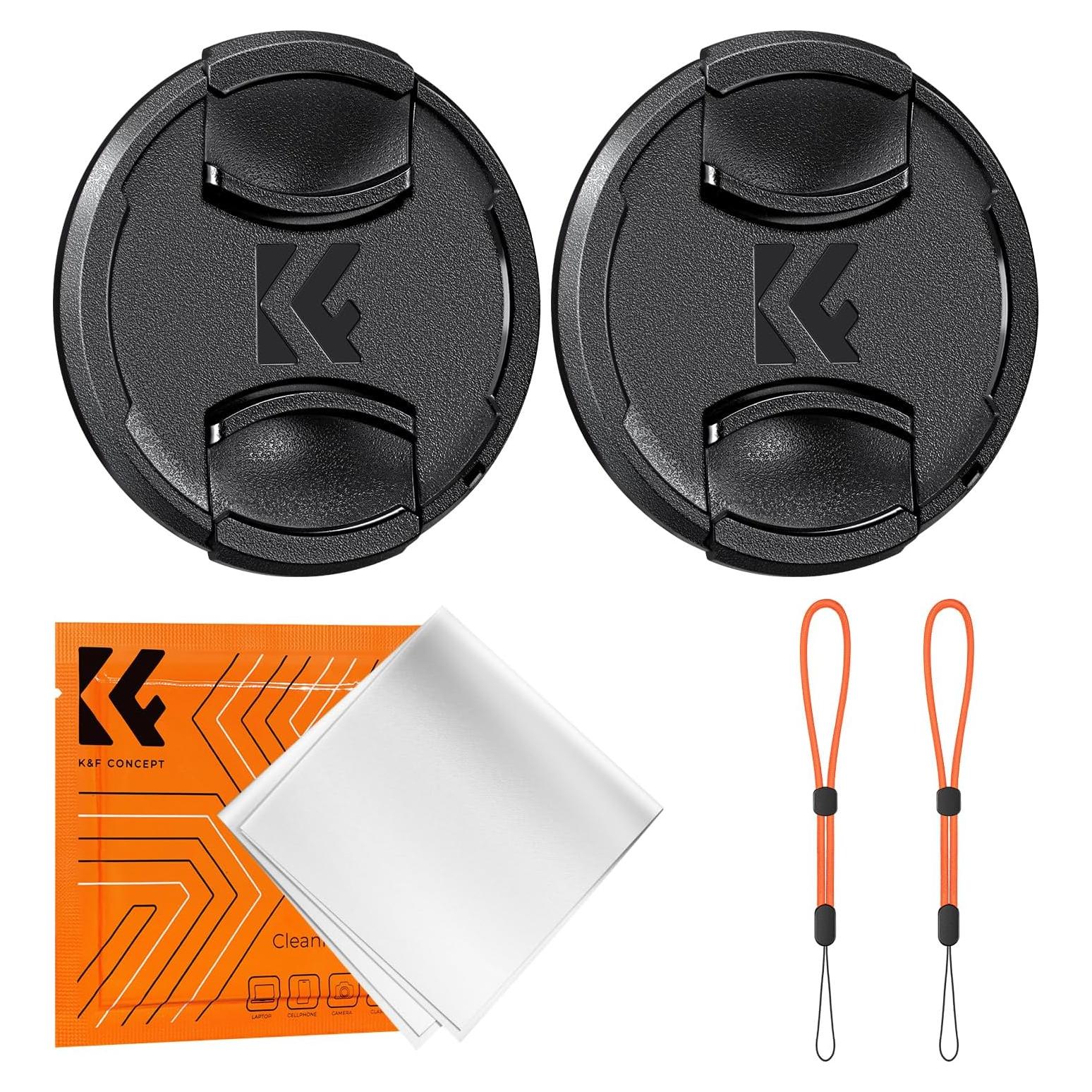 Kit de Tapa de Lente K&F Concept 55mm + Paño de Limpieza