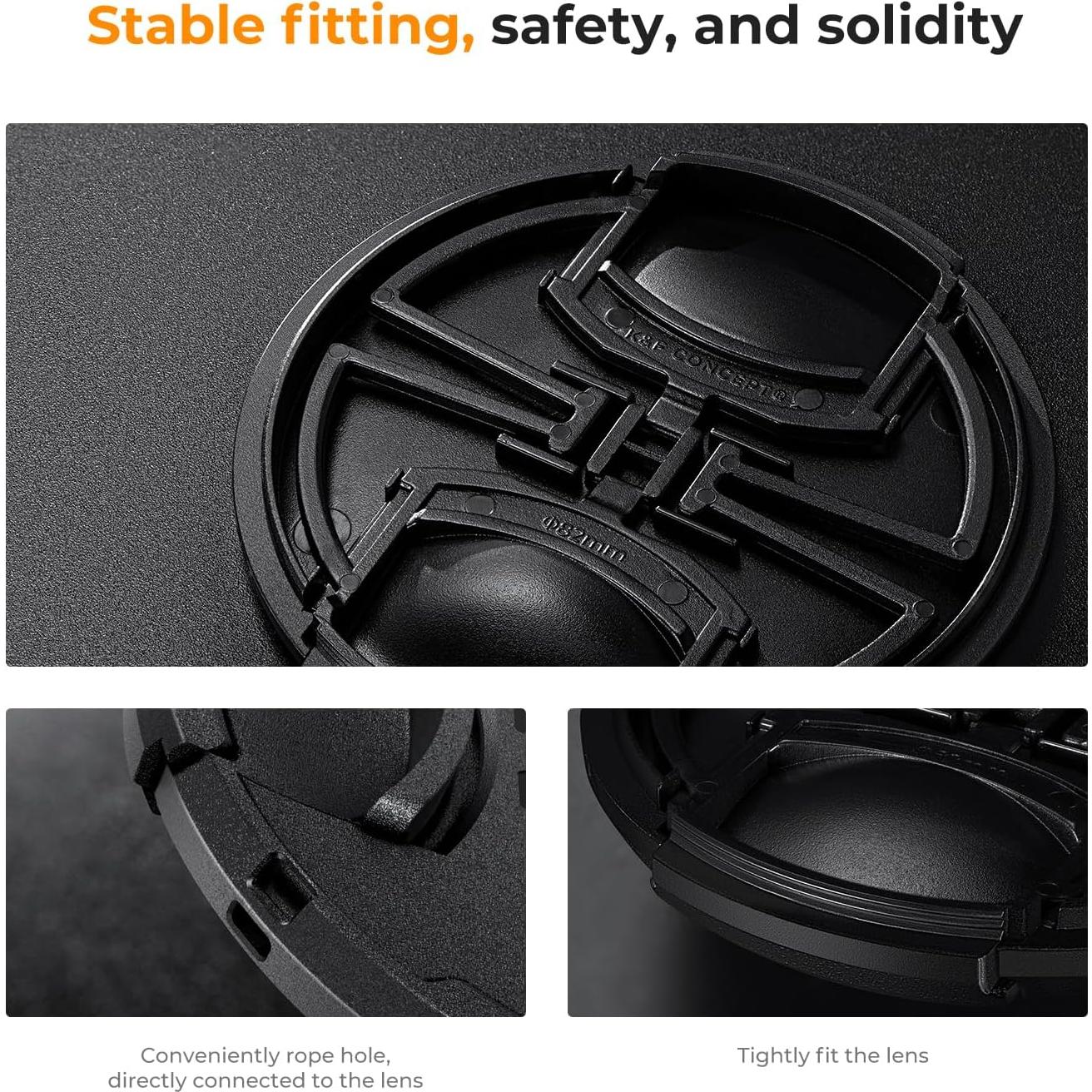 Kit de Tapa de Lente K&F Concept 55mm + Paño de Limpieza