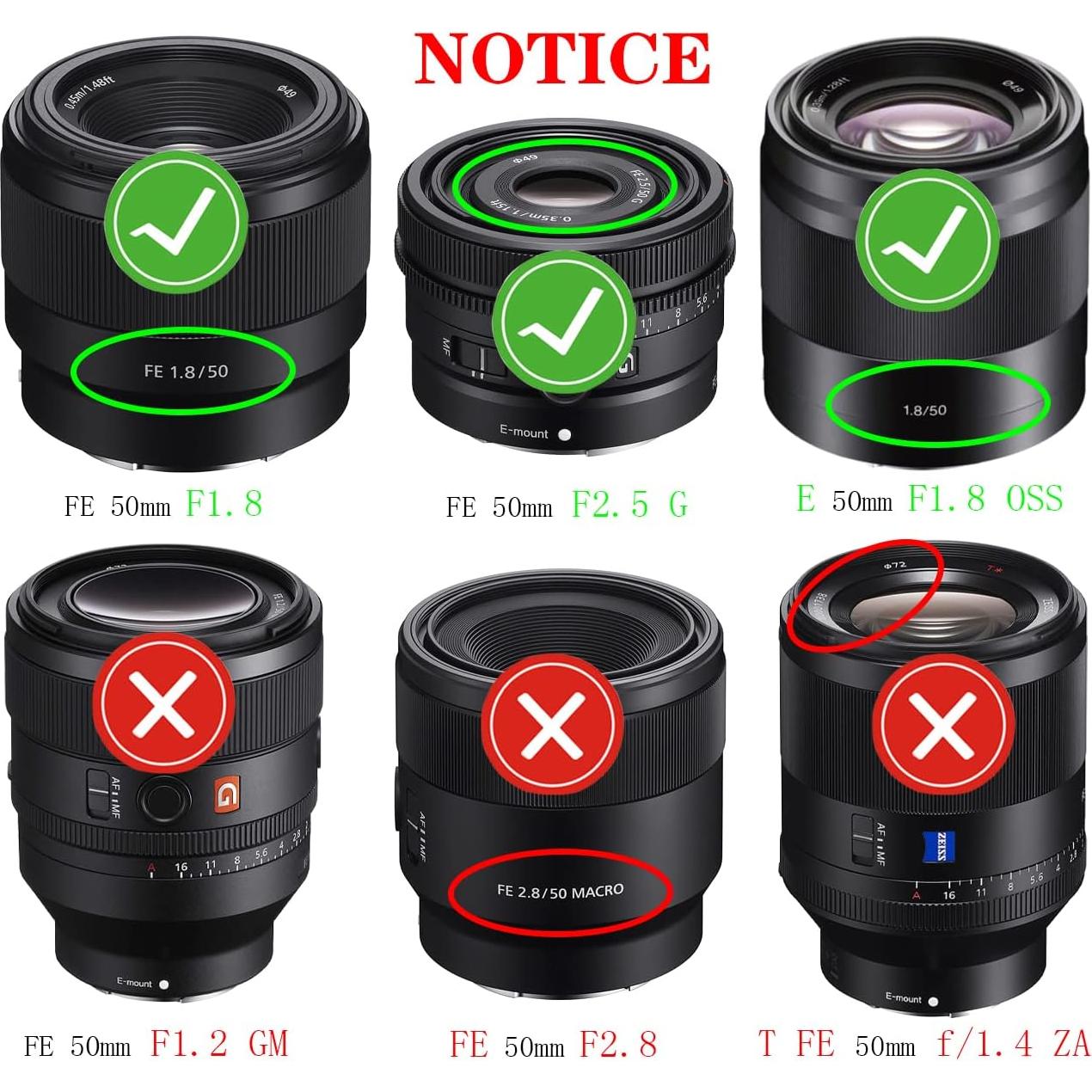 Tapa de Lente 49mm Huipuxiang para Sony FE 50mm f/1.8 - 2 Piezas