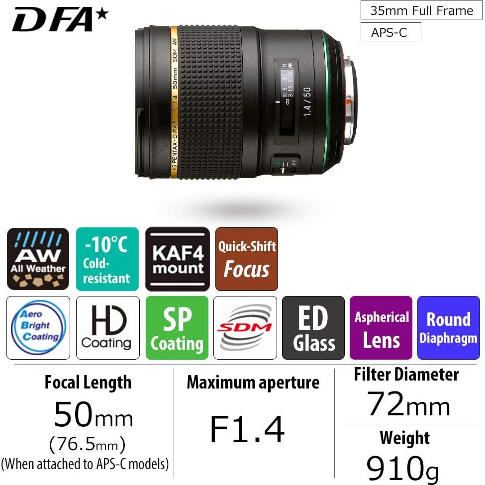 Lente Pentax HD D FA 50mm F1.4 SDM AW - Estándar