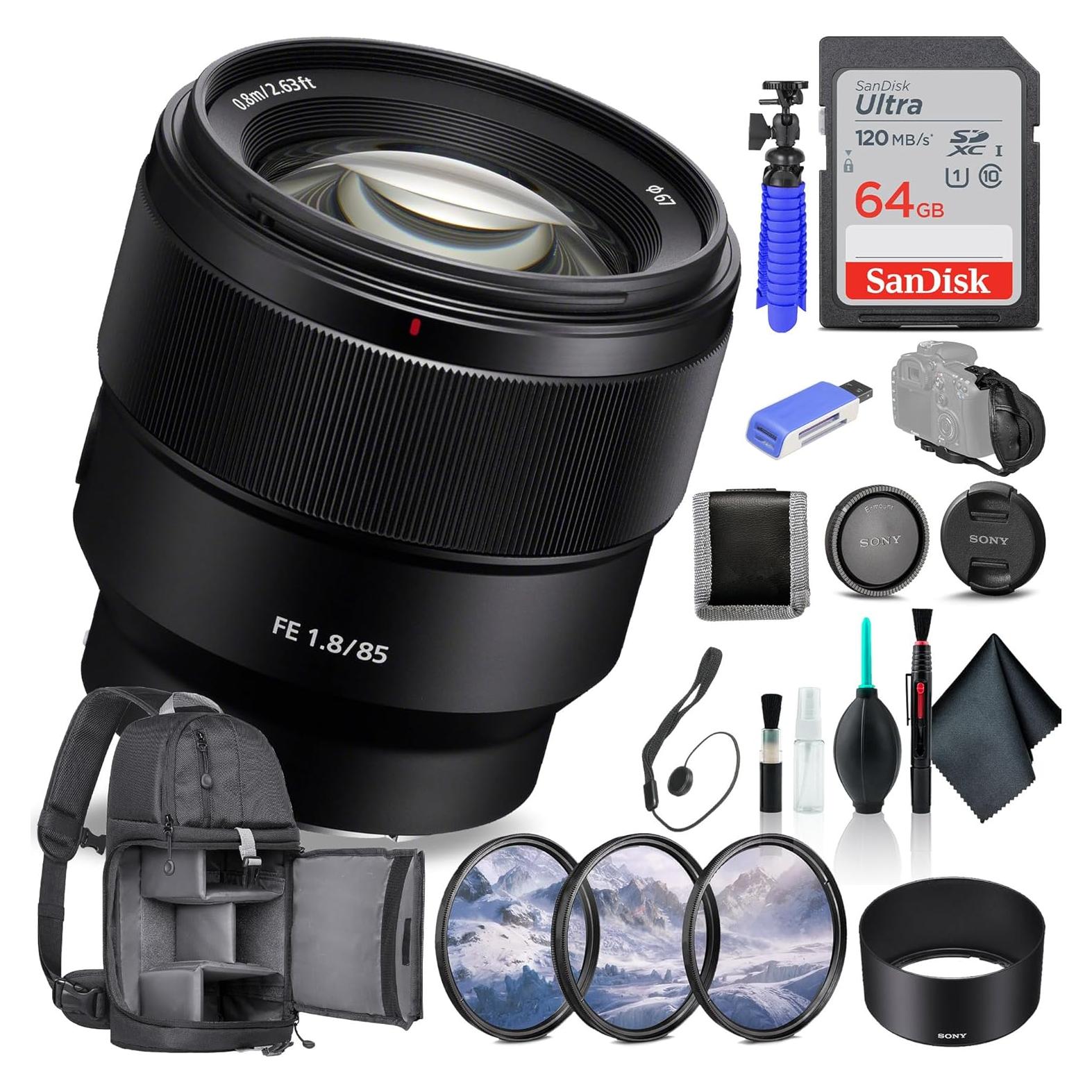 Lente Sony FE 85mm f/1.8 + Kit de Filtros y Accesorios