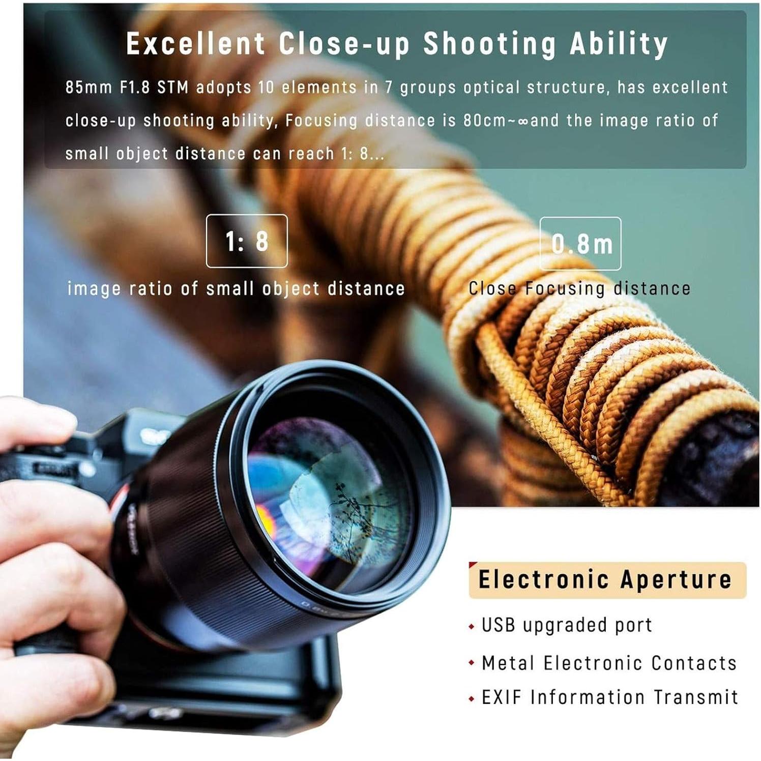 Lente VILTROX 85mm f/1.8 II para cámaras Sony E-Mount