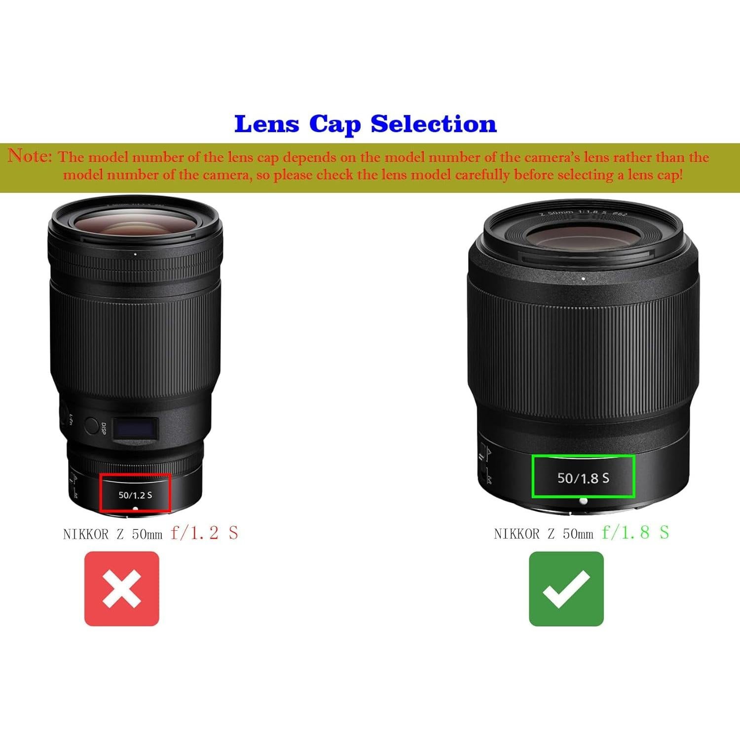 Cubierta de lente 62 mm Hxdzieory para Nikon Nikkor Z 50mm y 35mm